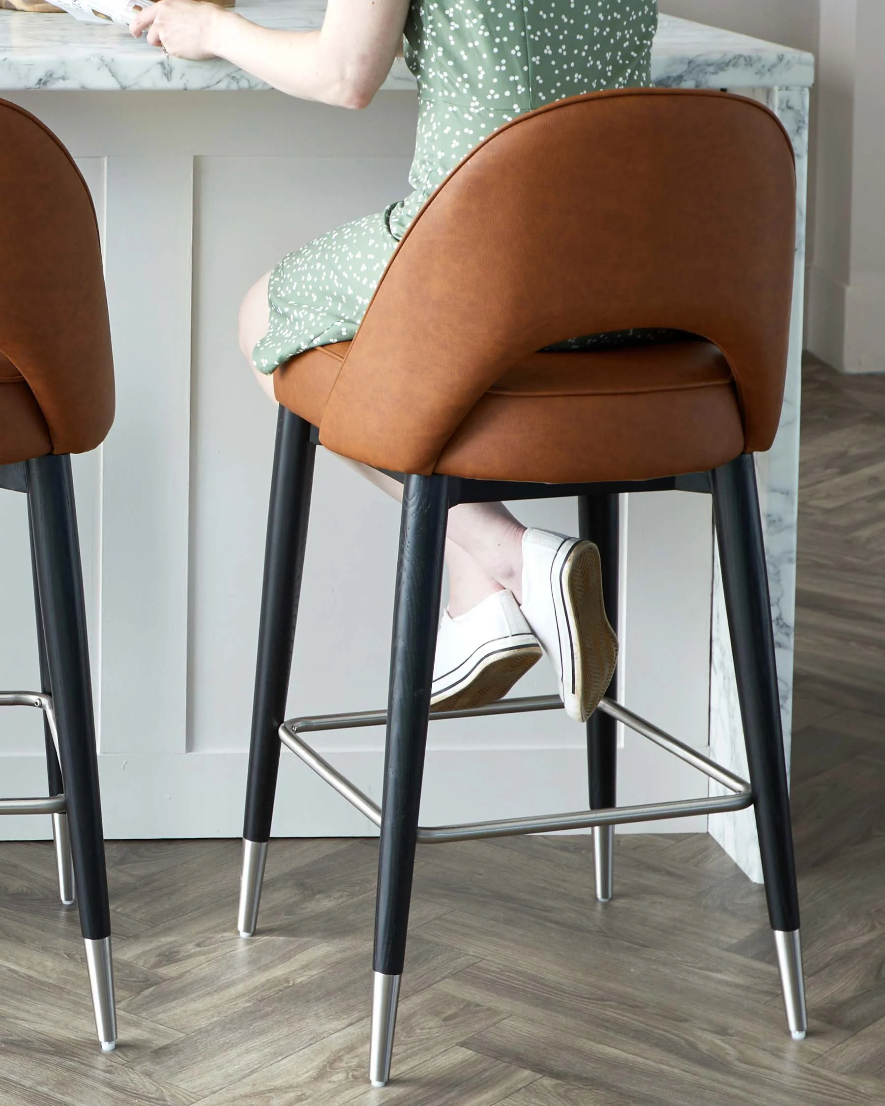 Clover Tan Faux Leather Bar stool - Image 8