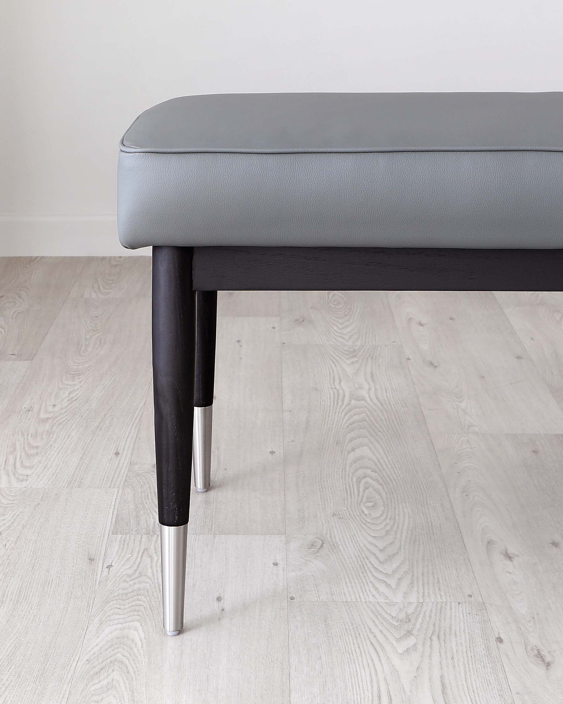 Clover mid grey faux leather bench without backrest - Image 10