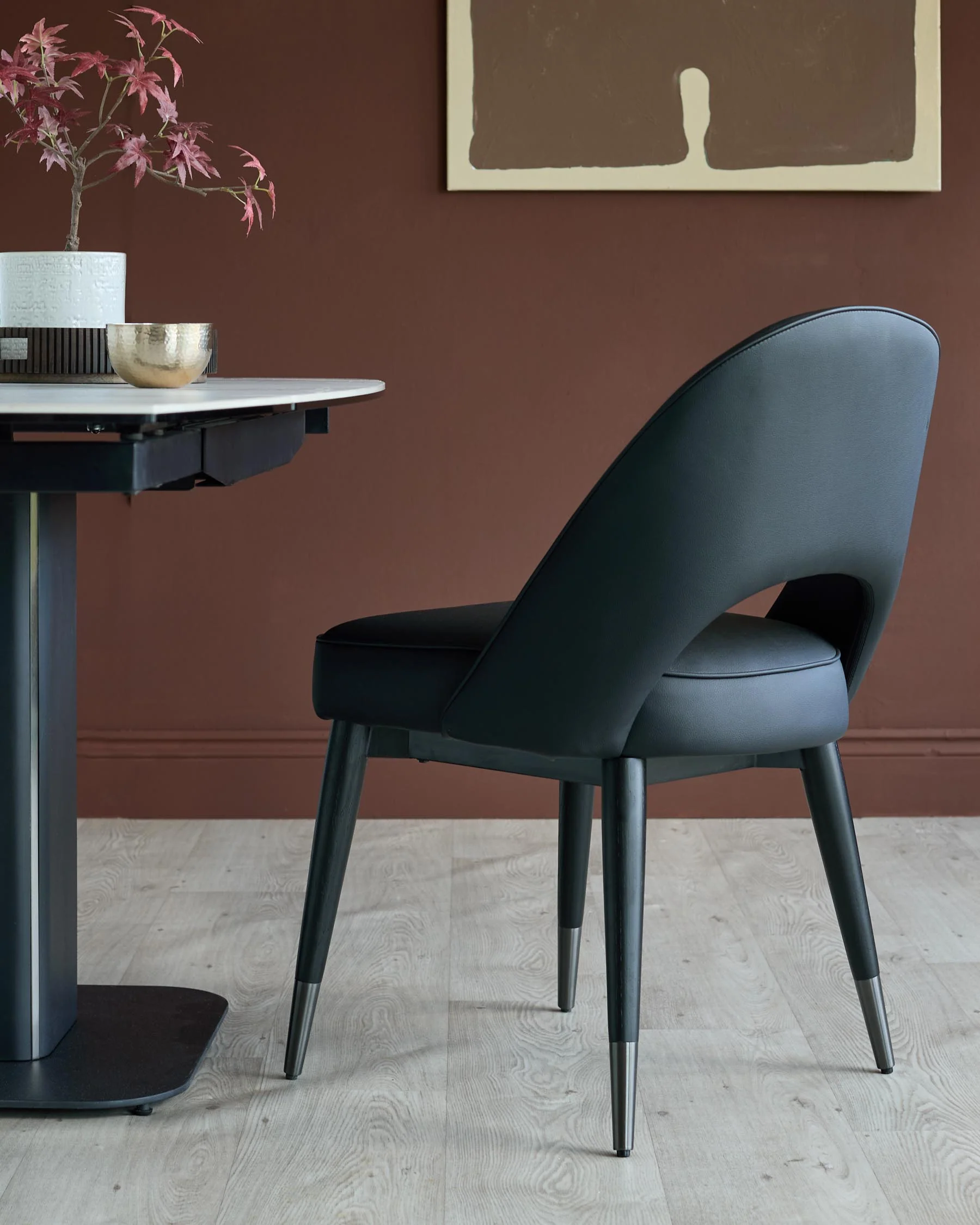 Clover black faux leather dining chair - Image 3