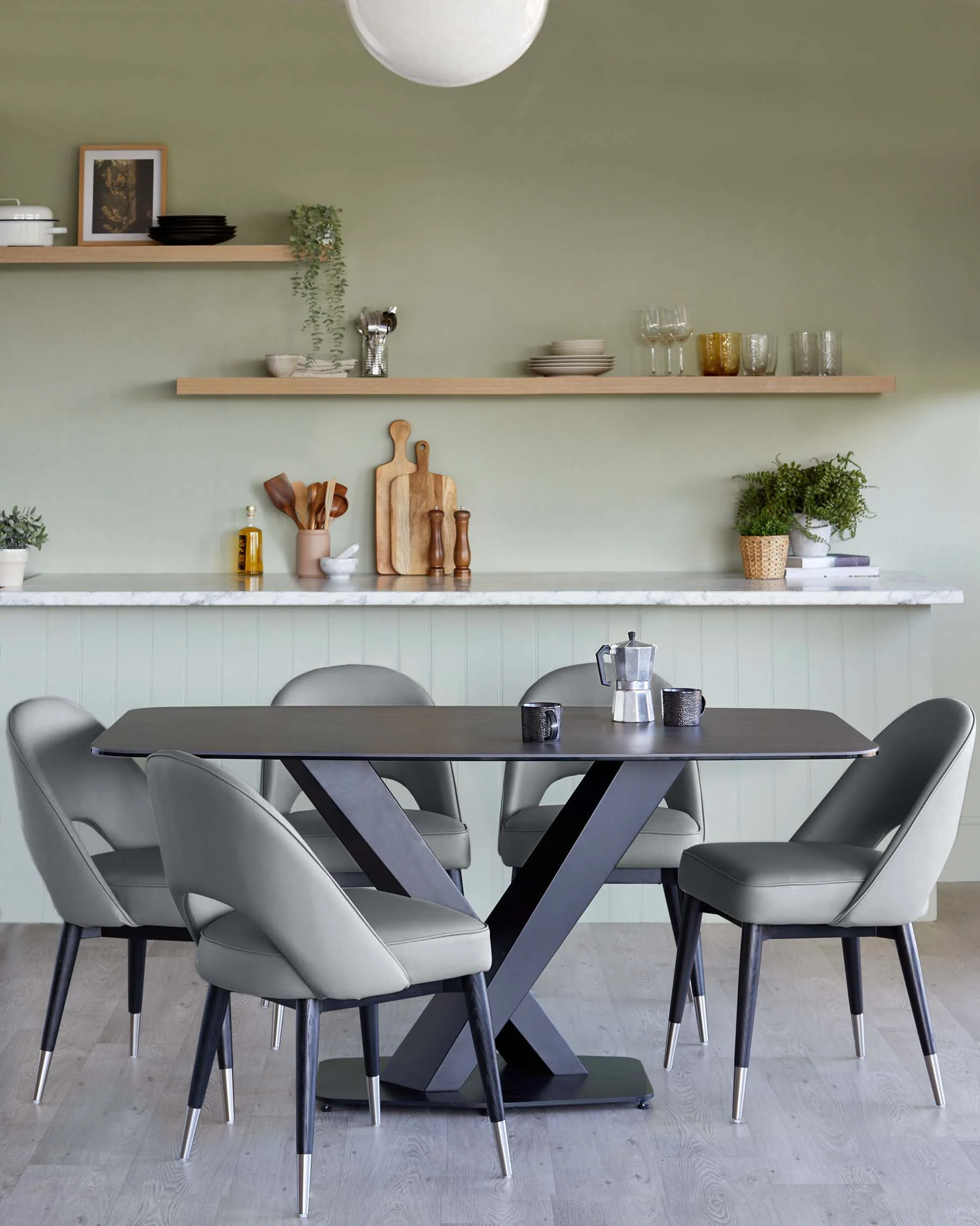Clover Mid Grey Faux Leather Dining Chair - Image 2