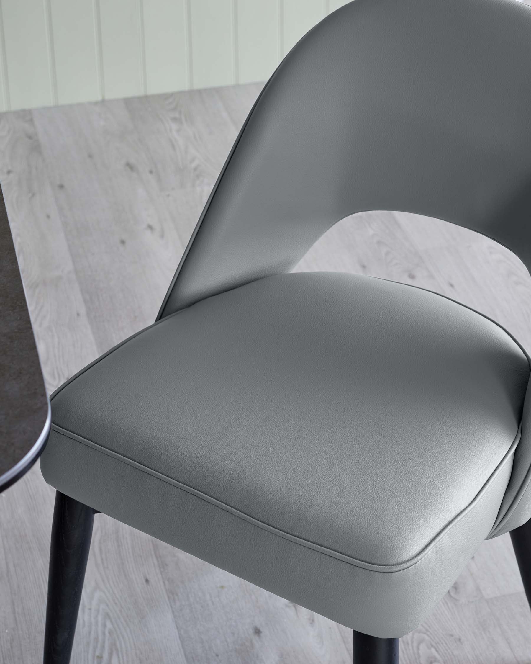 Clover Mid Grey Faux Leather Dining Chair - Image 3