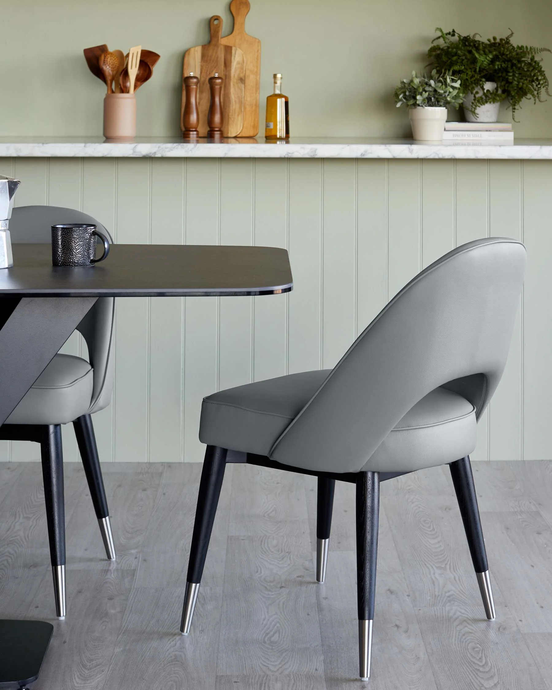 Clover Mid Grey Faux Leather Dining Chair - Image 4
