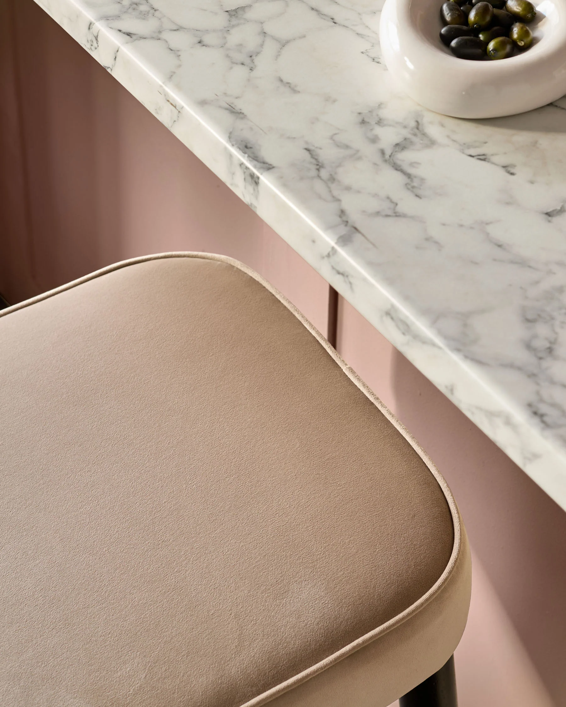Clover Champagne Velvet Backless Bar Stool - Image 7