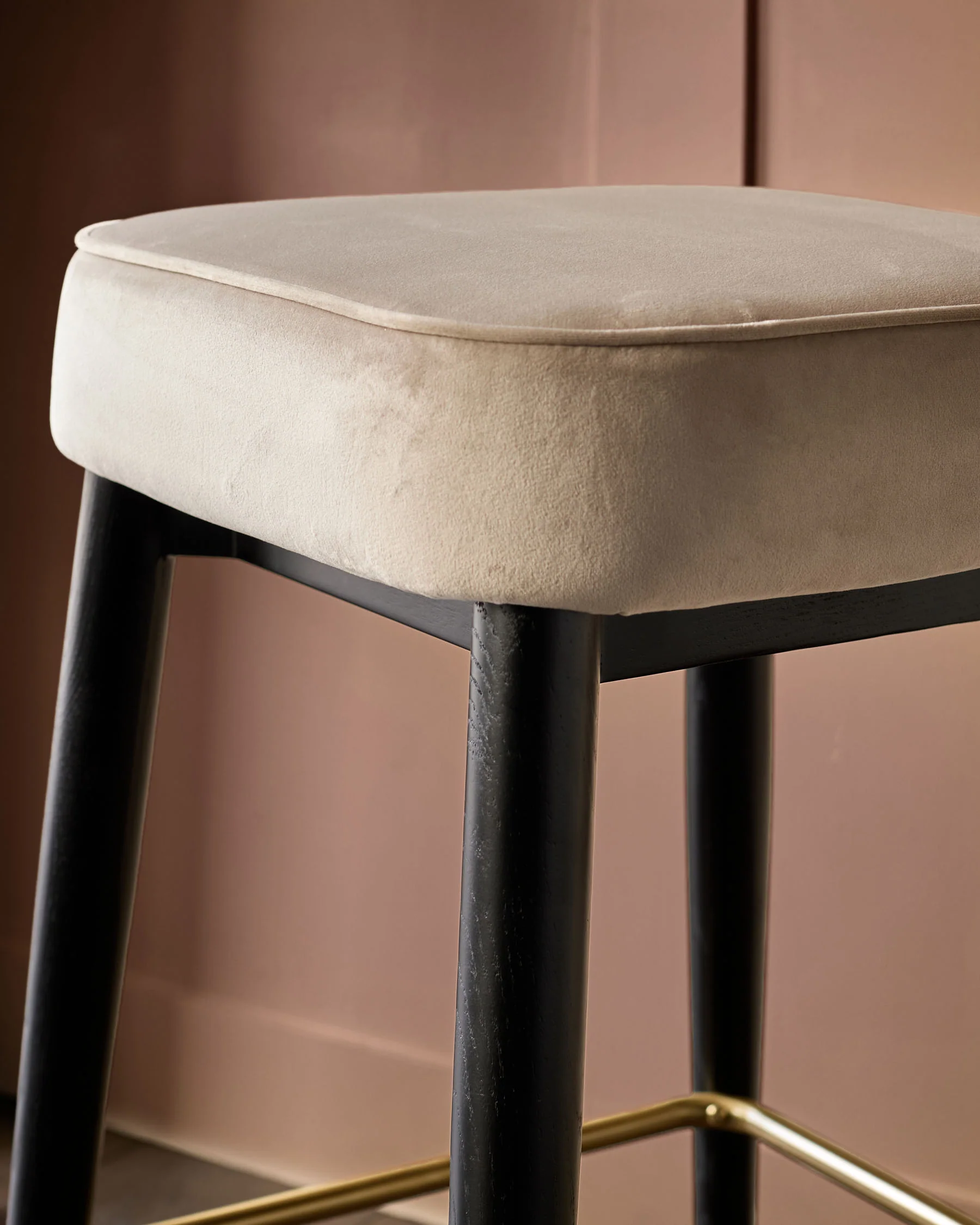 Clover Champagne Velvet Backless Bar Stool - Image 8