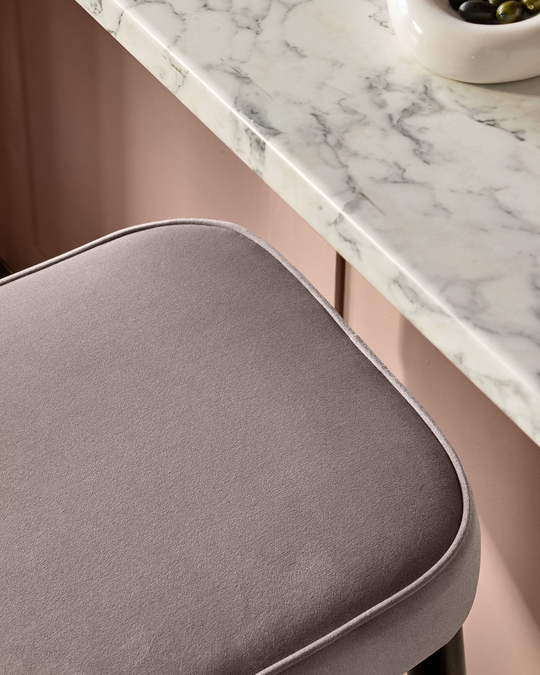 Clover mocha velvet backless brushed bronze bar stool - Image 7
