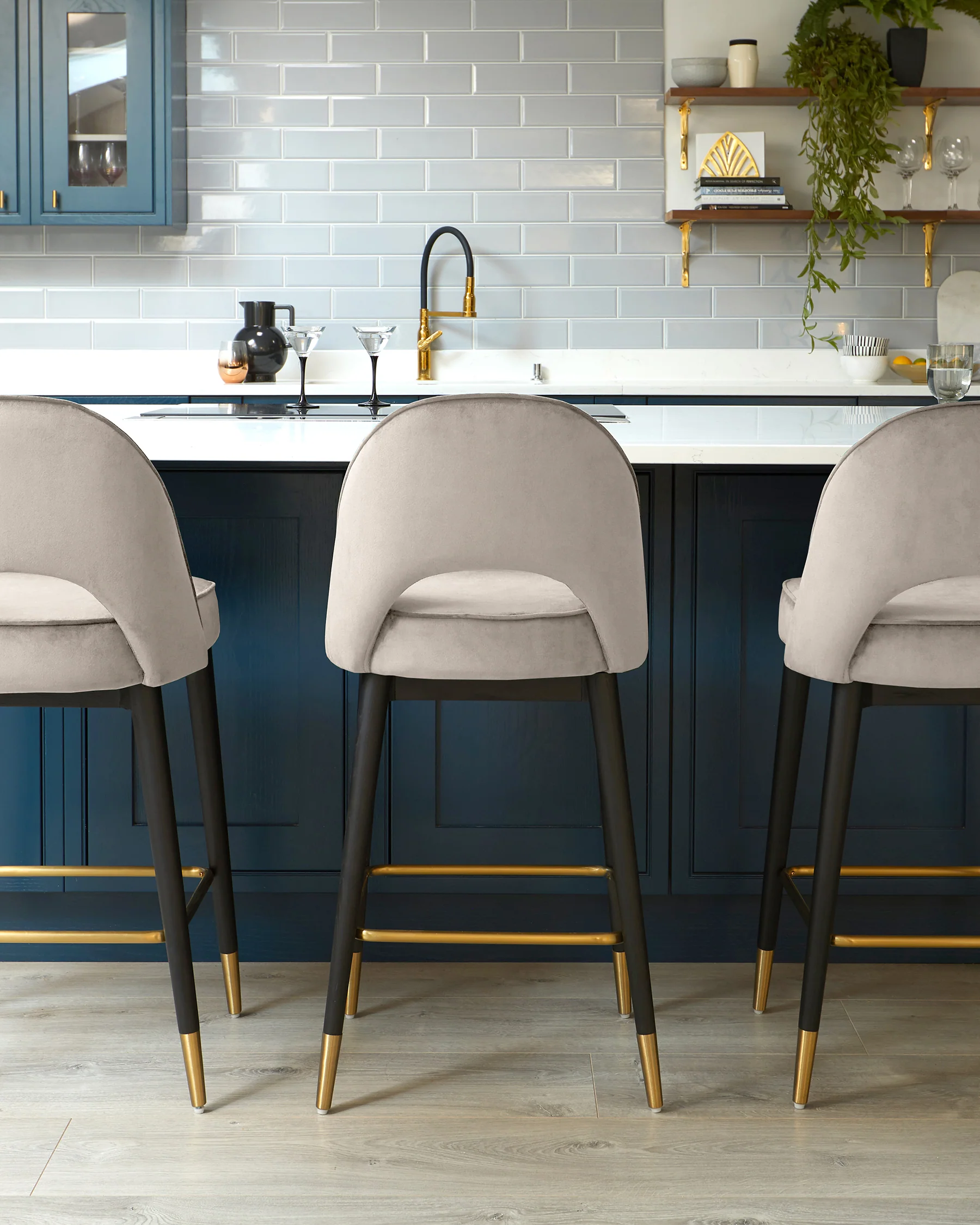 Clover Champagne Velvet Bar Stool - Image 4