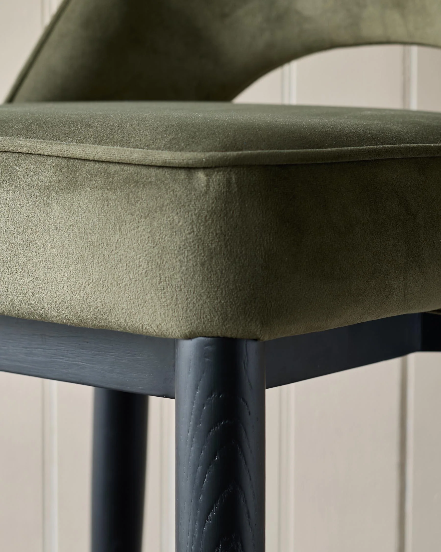 Clover olive green velvet bar stool - Image 9