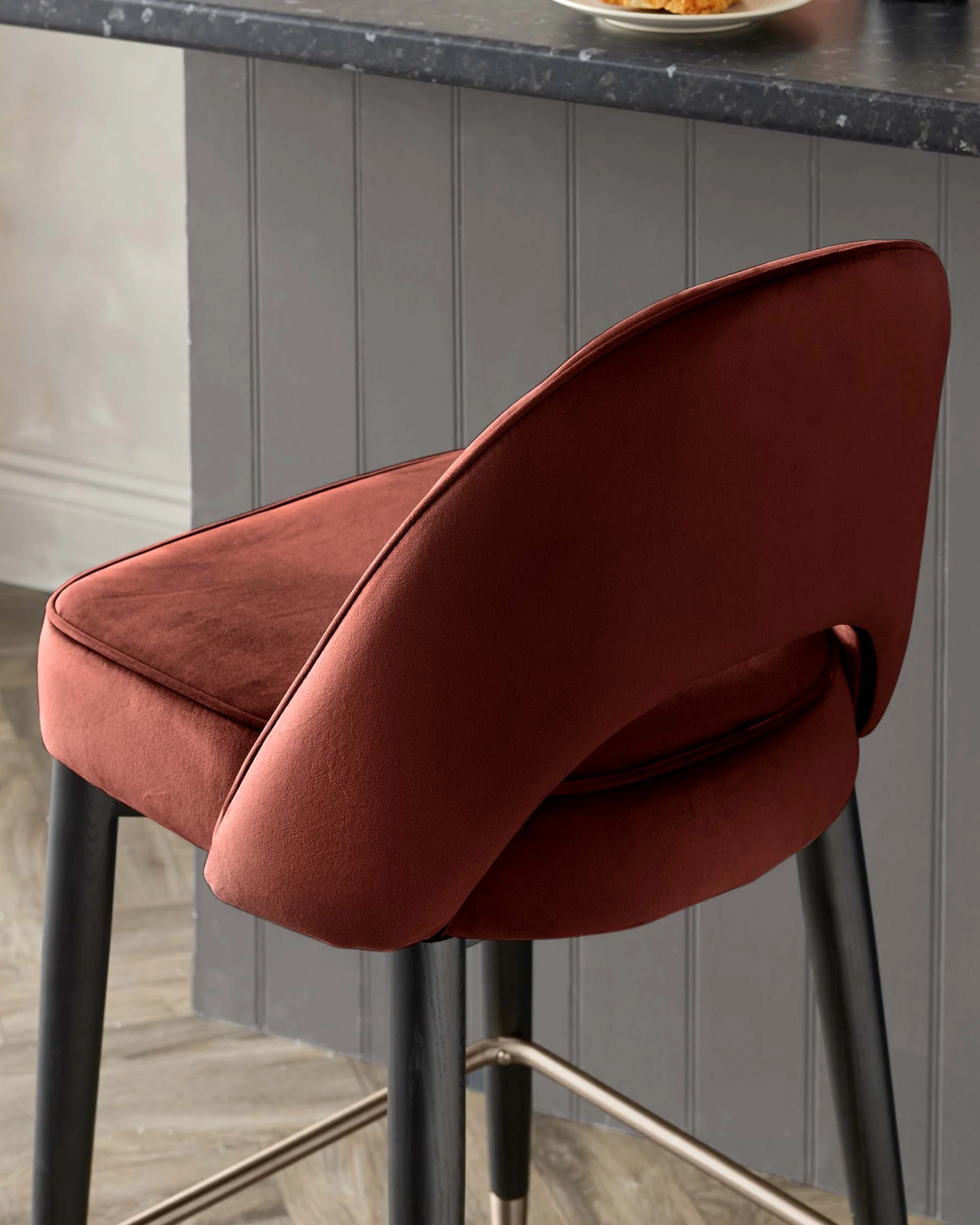 Clover toffee red velvet bar stool - Image 5