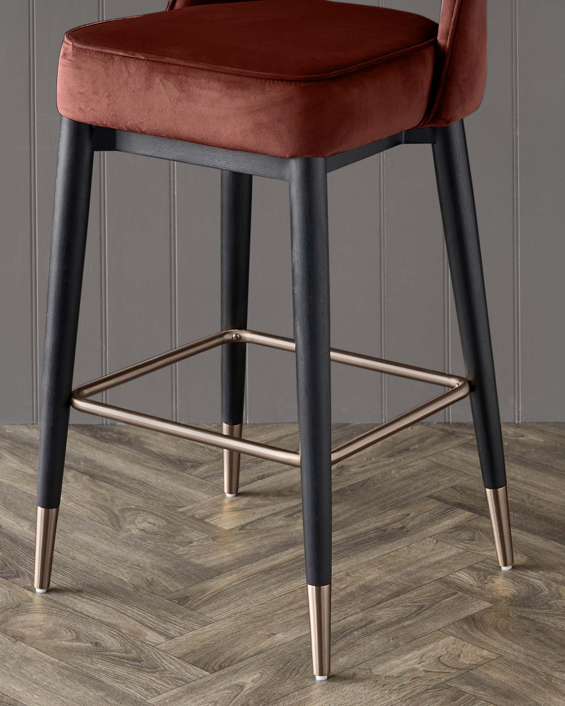 Clover toffee red velvet bar stool - Image 6