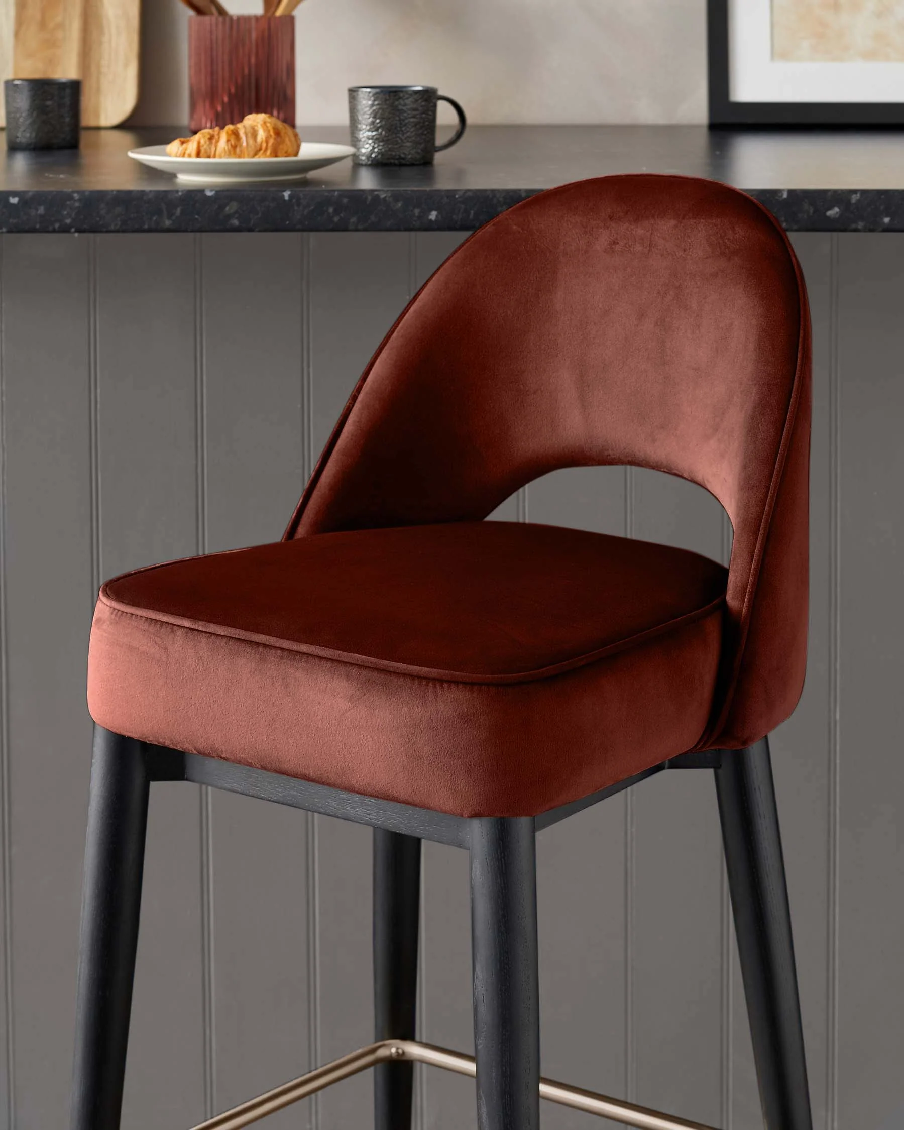 Clover toffee red velvet bar stool - Image 8