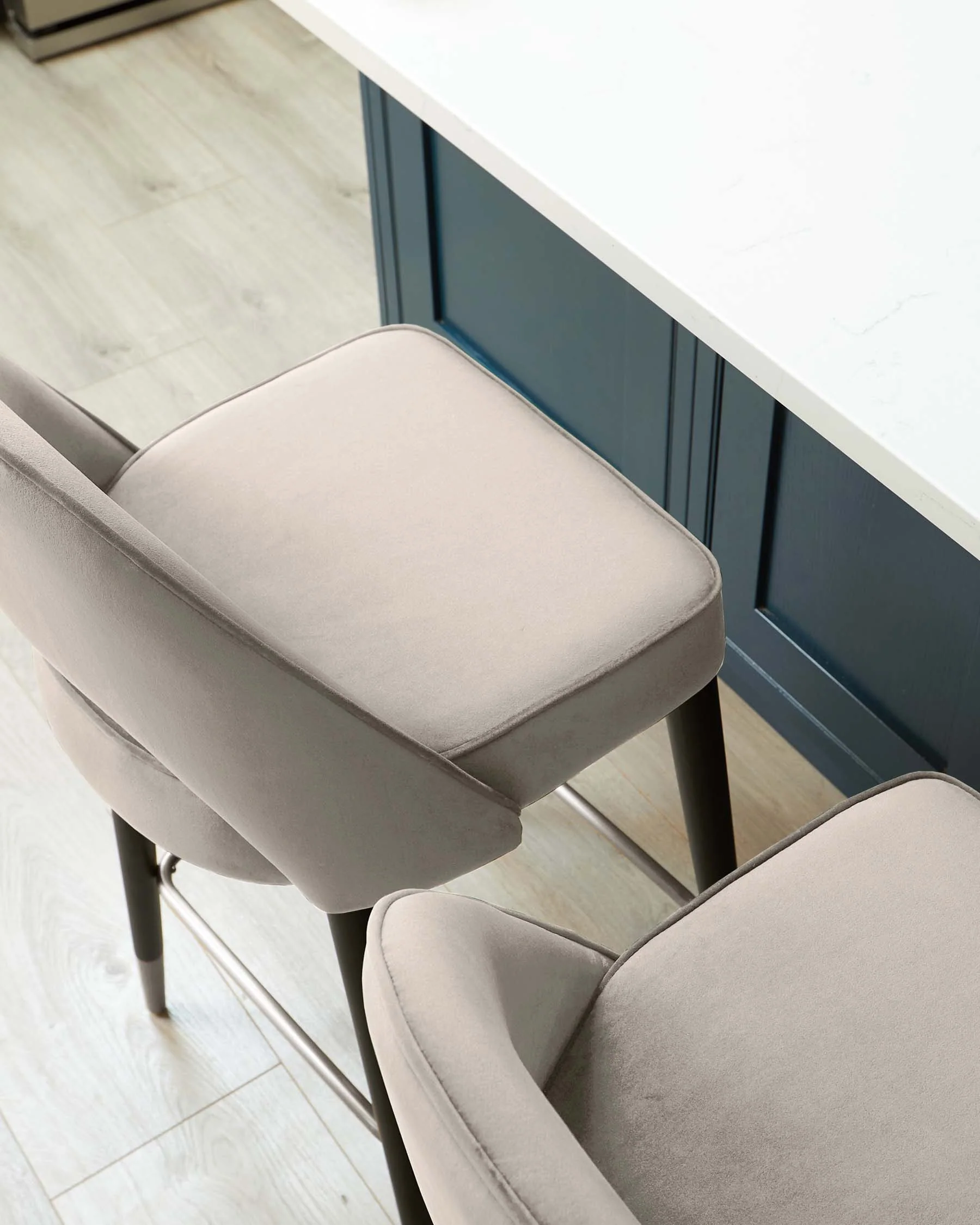 Clover Champagne Velvet Bar Stool With Stainless Steel Caps - Image 7