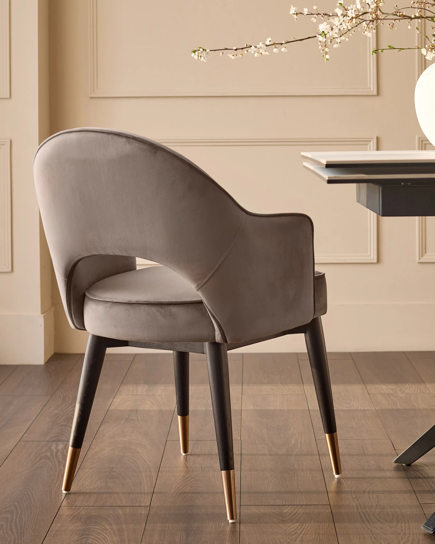 Clover mocha velvet dining armchair - Image 3