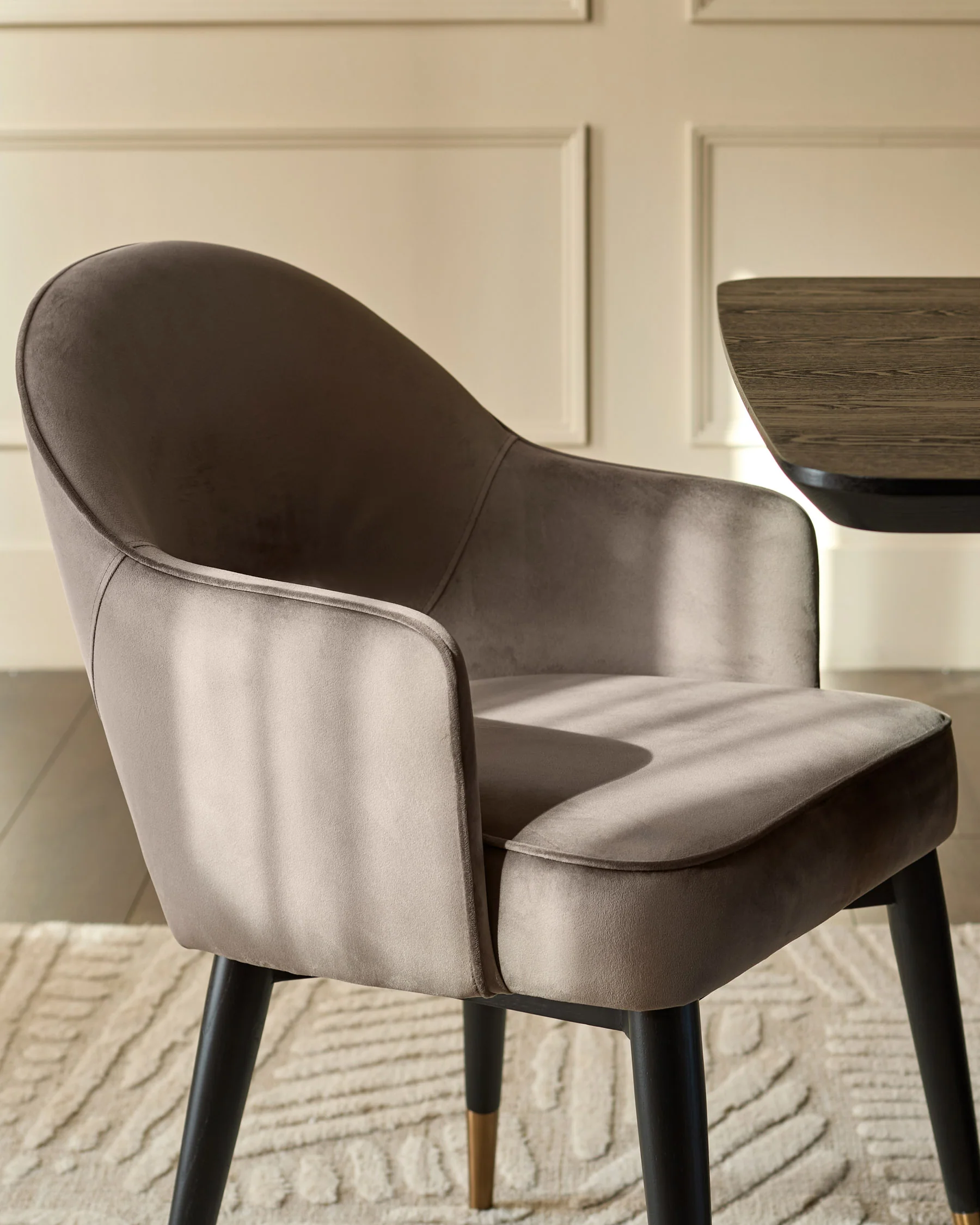 Clover mocha velvet dining armchair - Image 5
