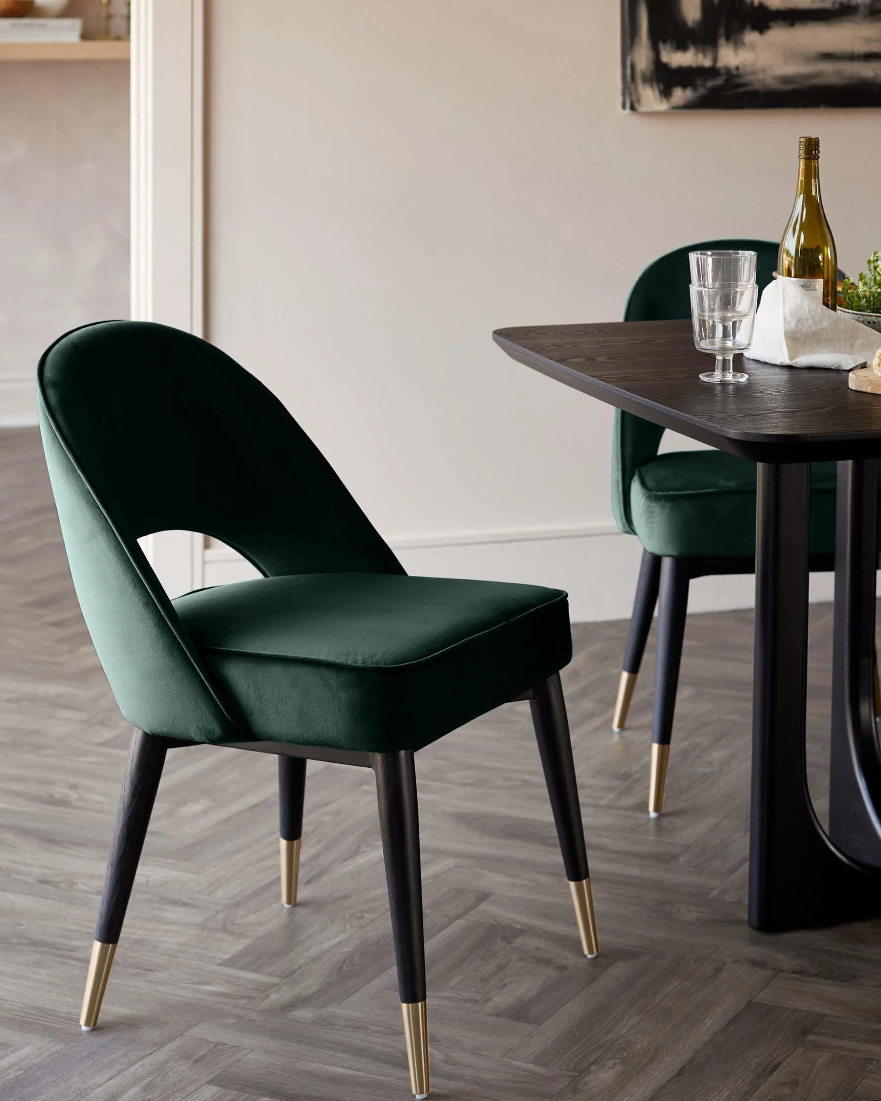 Clover Dark Green Velvet Dining Chair
