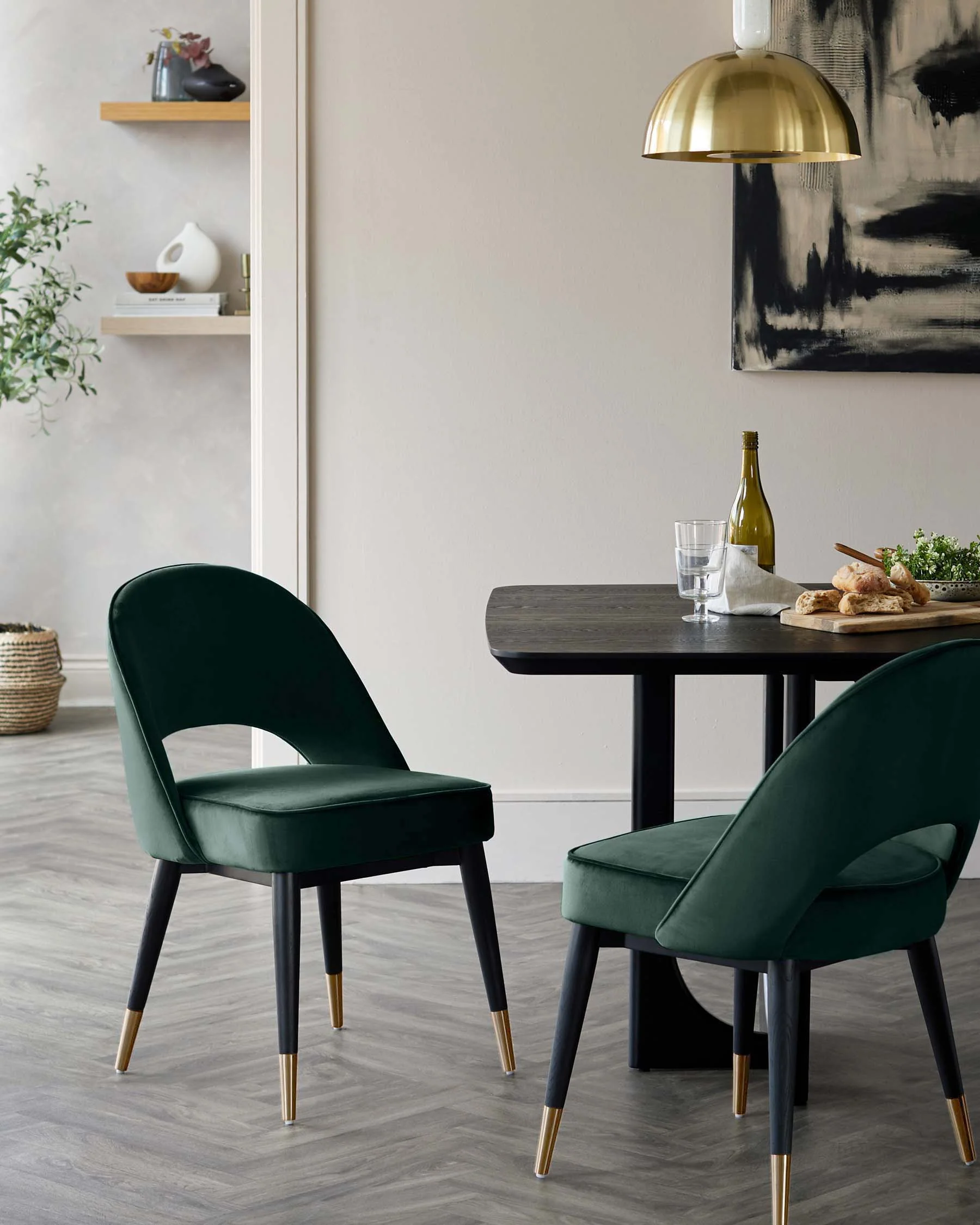 Clover Dark Green Velvet Dining Chair - Image 2