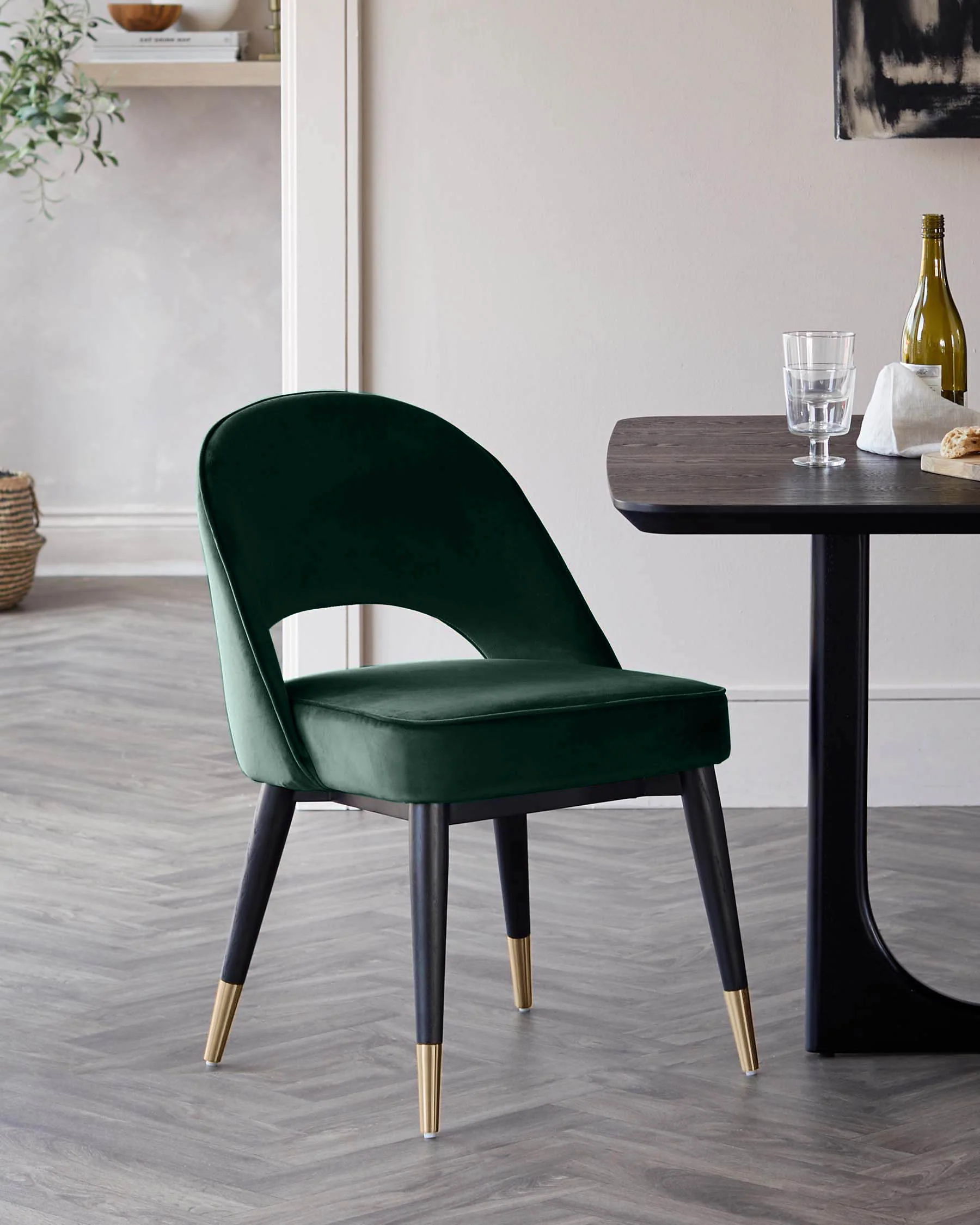 Clover Dark Green Velvet Dining Chair - Image 3