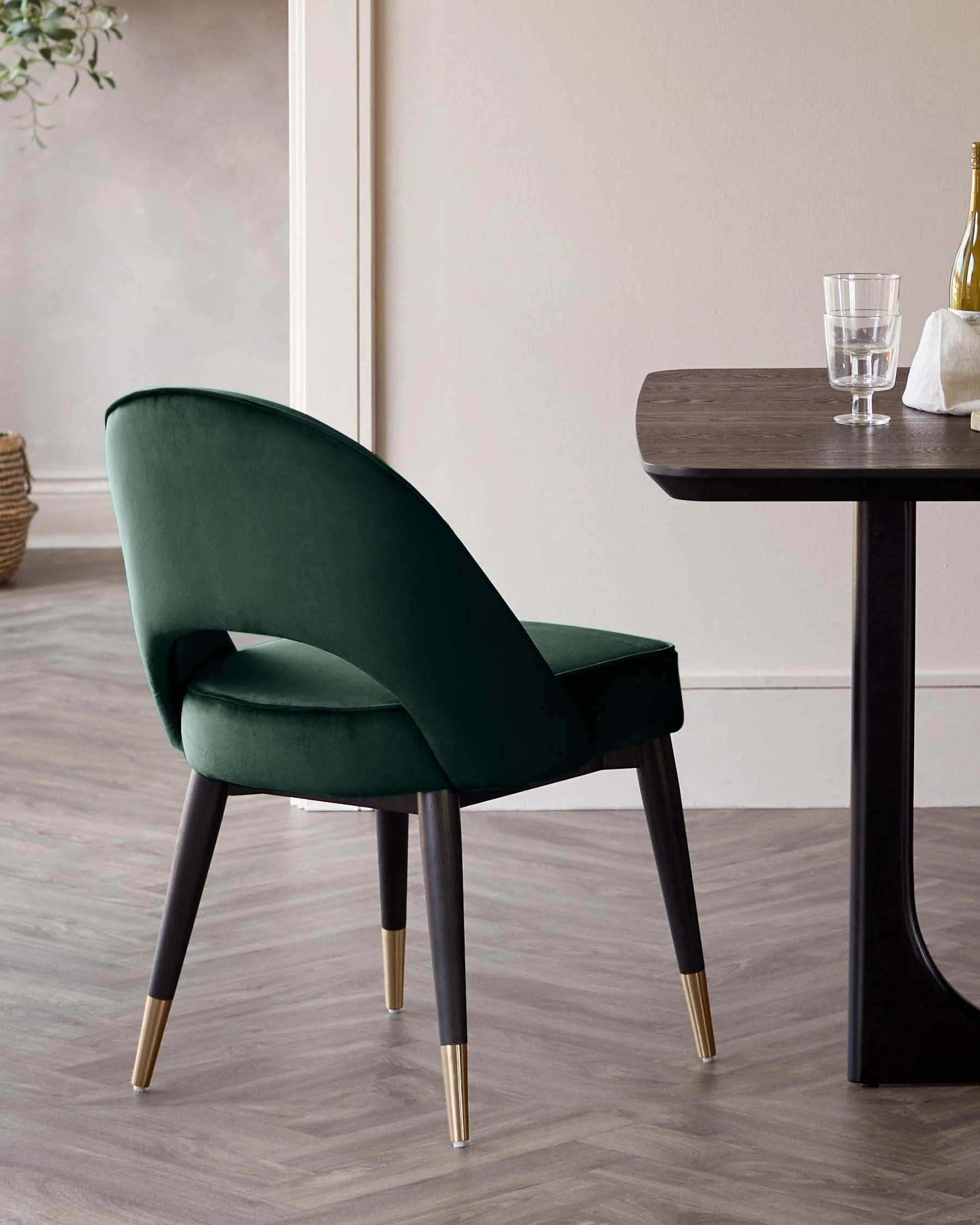 Clover Dark Green Velvet Dining Chair - Image 6