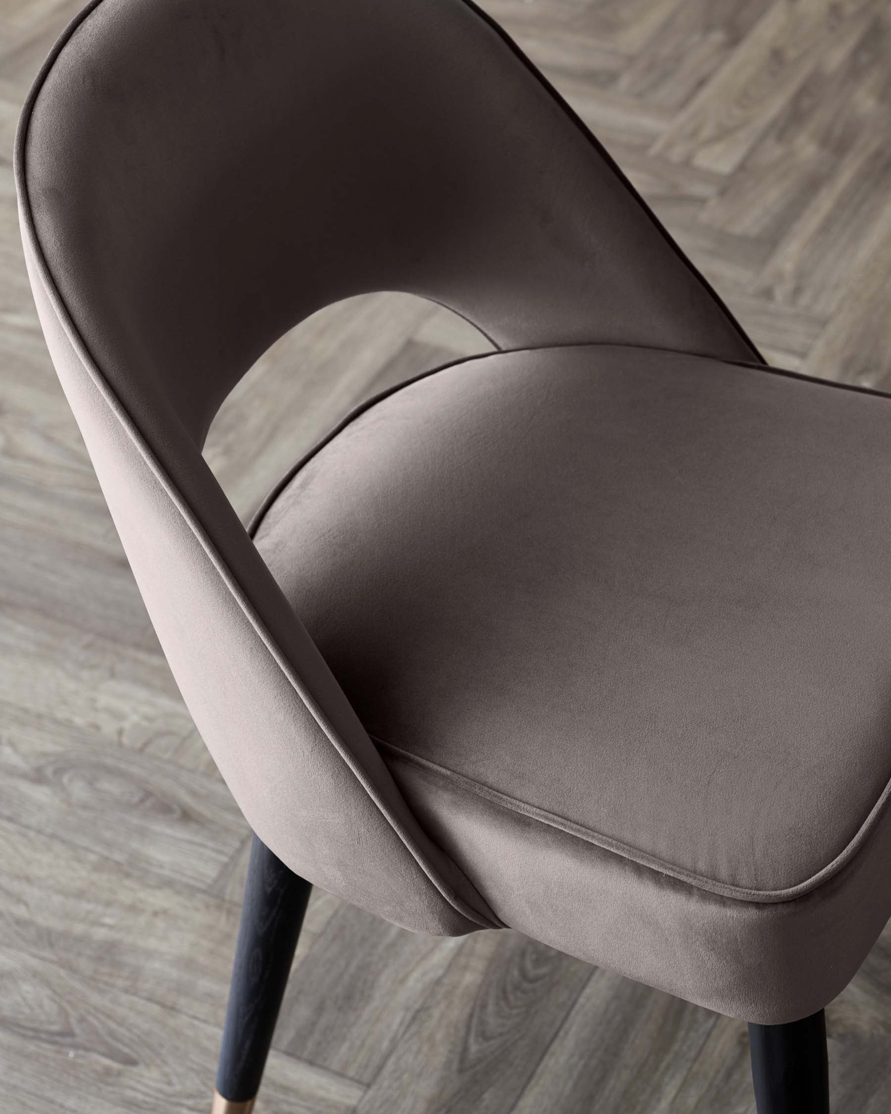 Clover Mocha Velvet Dining Chair With Bronze Legs - Image 4