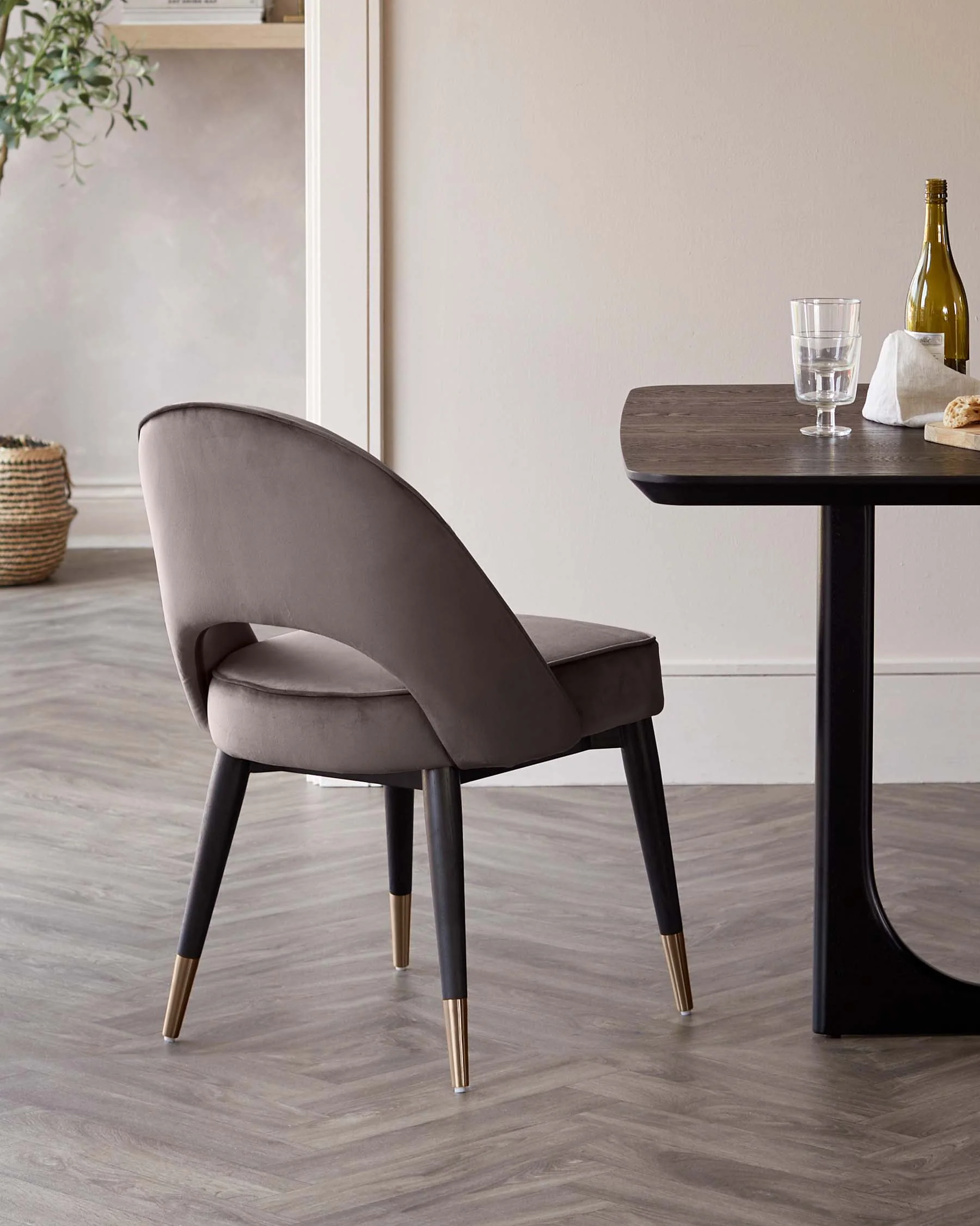Clover Mocha Velvet Dining Chair With Bronze Legs - Image 6