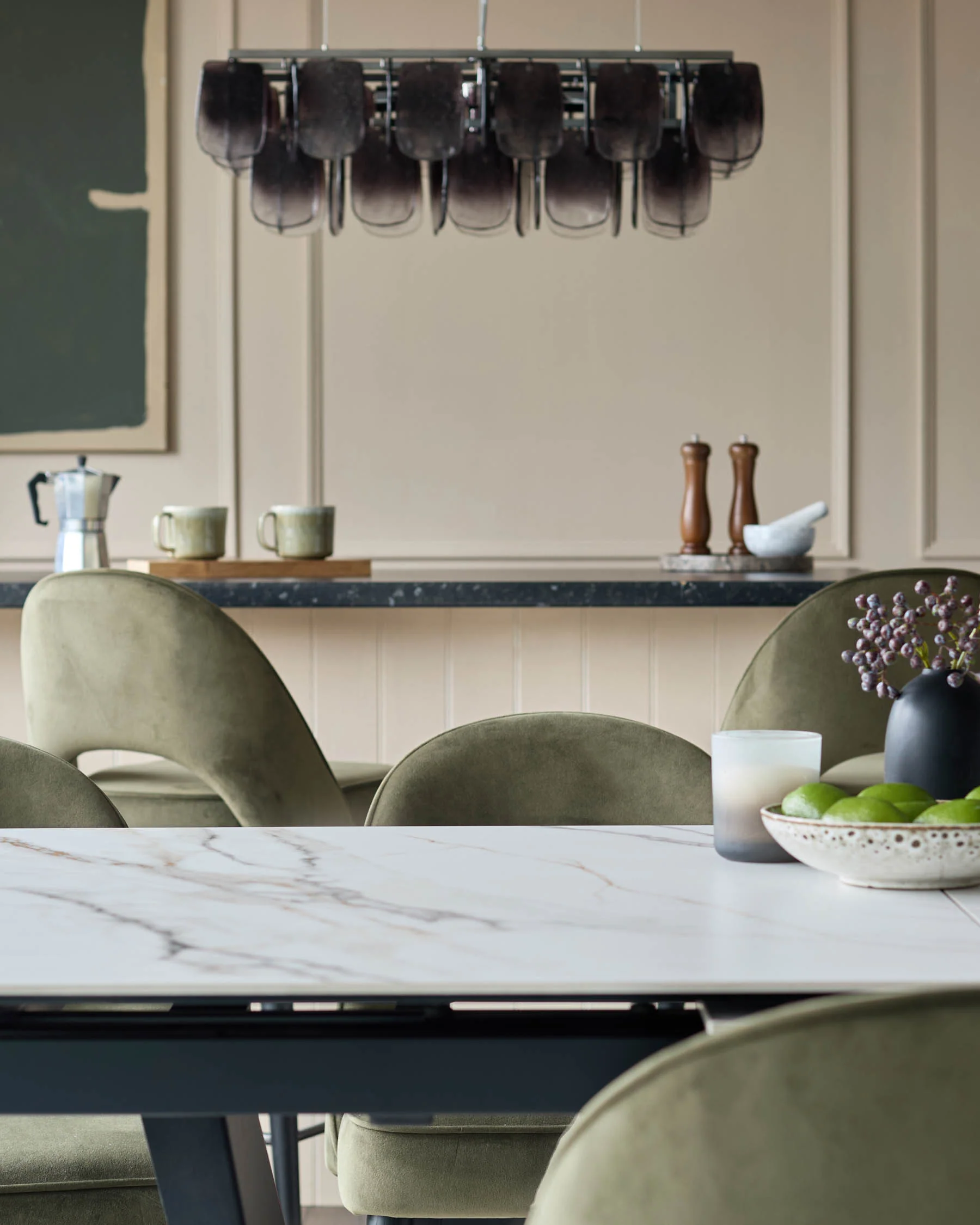 Clover olive green velvet dining chair - Image 6