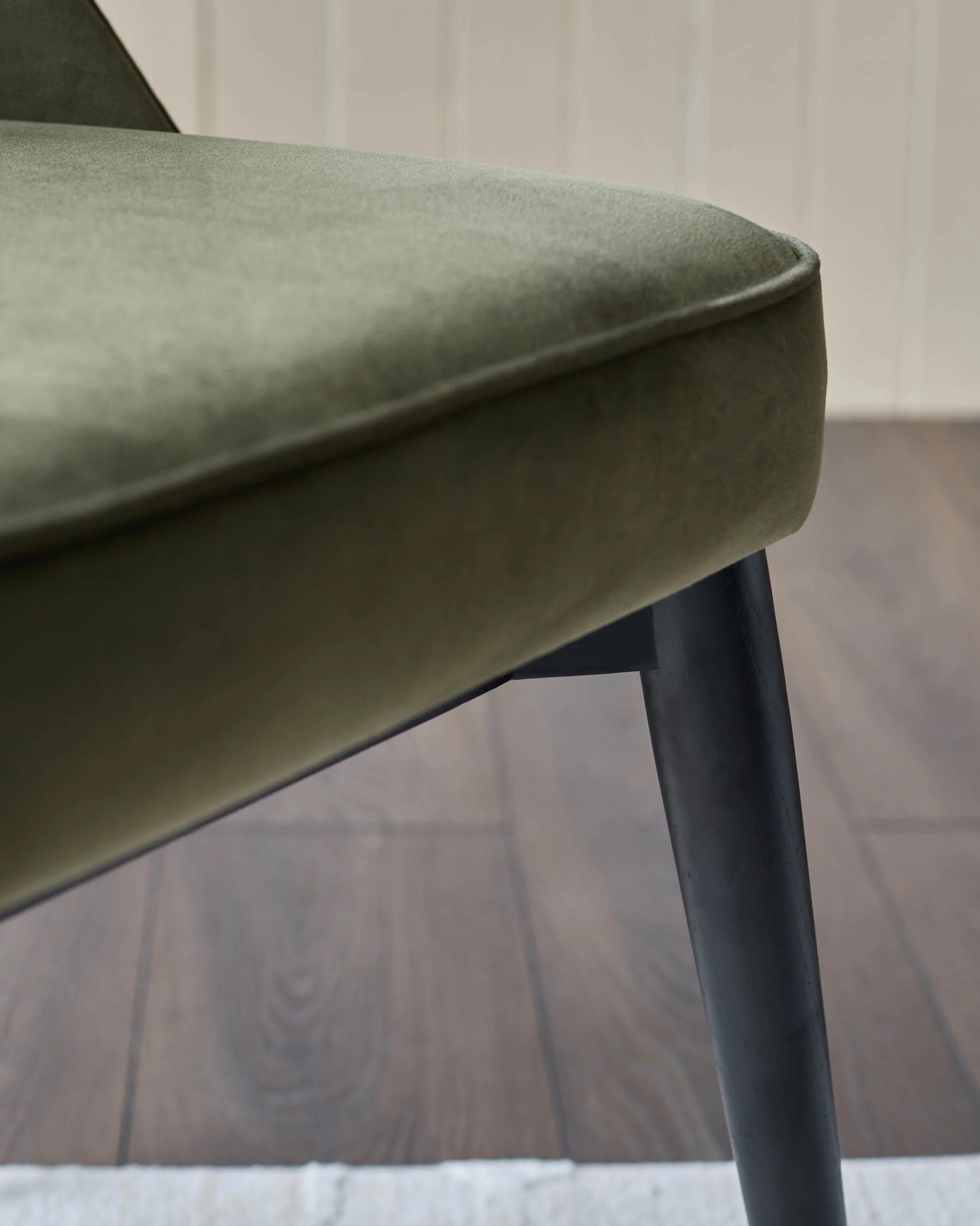Clover olive green velvet dining chair - Image 7