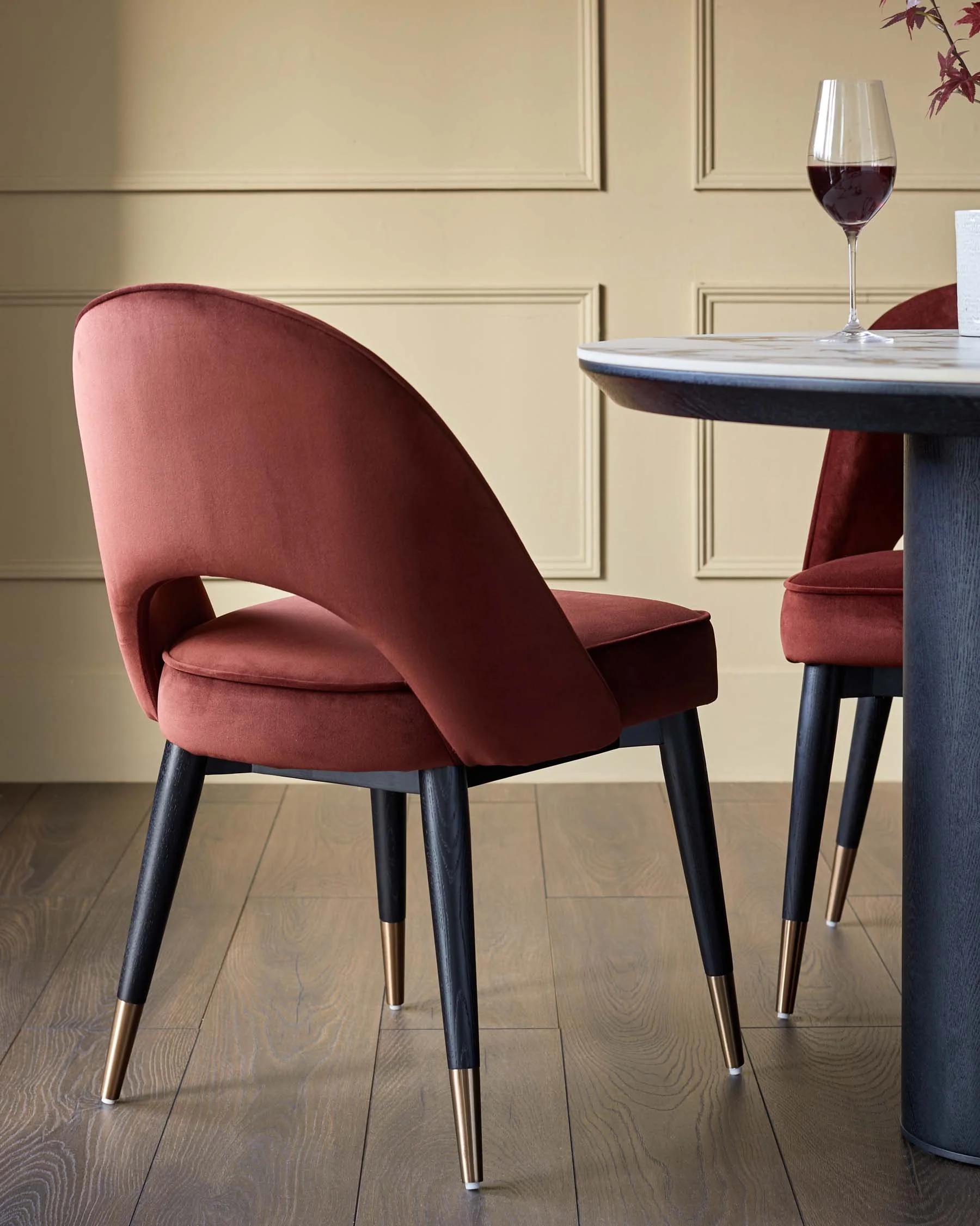 Clover toffee red velvet dining chair - Image 3