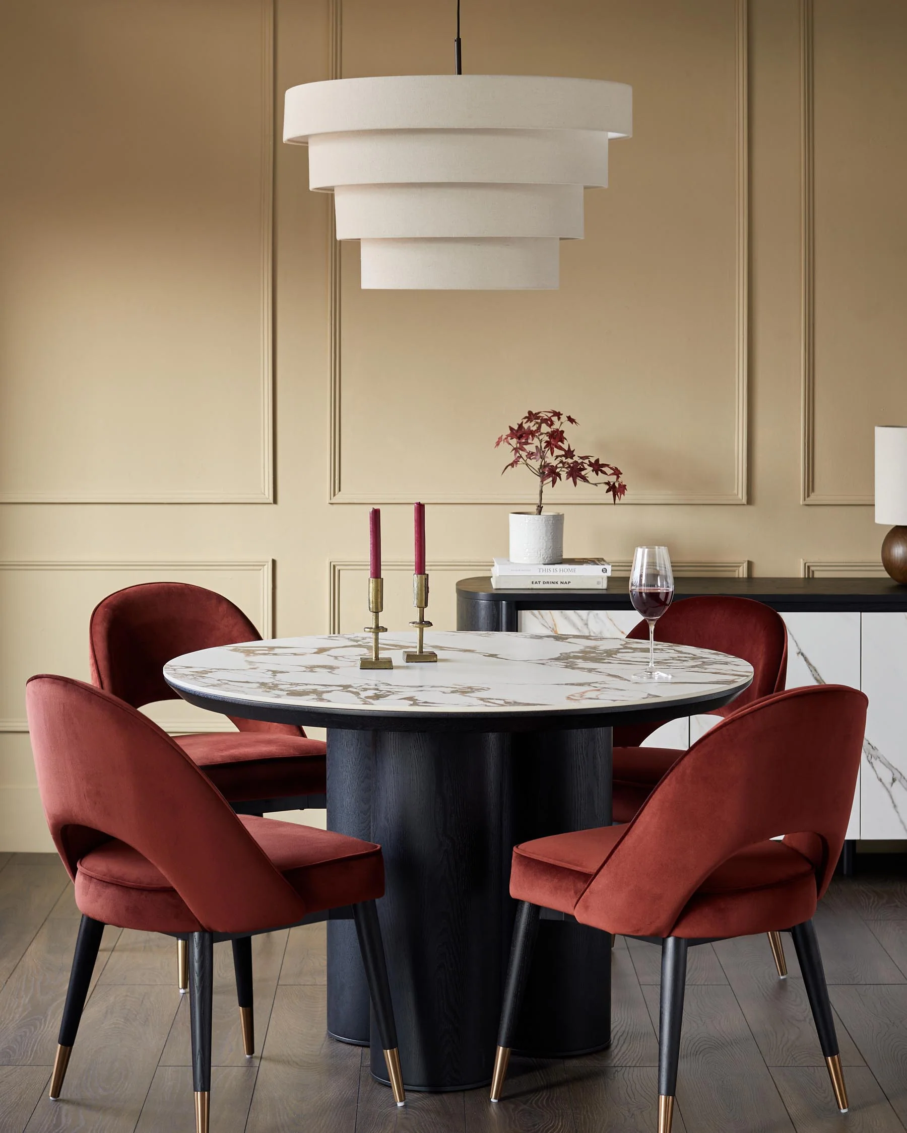 Clover toffee red velvet dining chair - Image 4