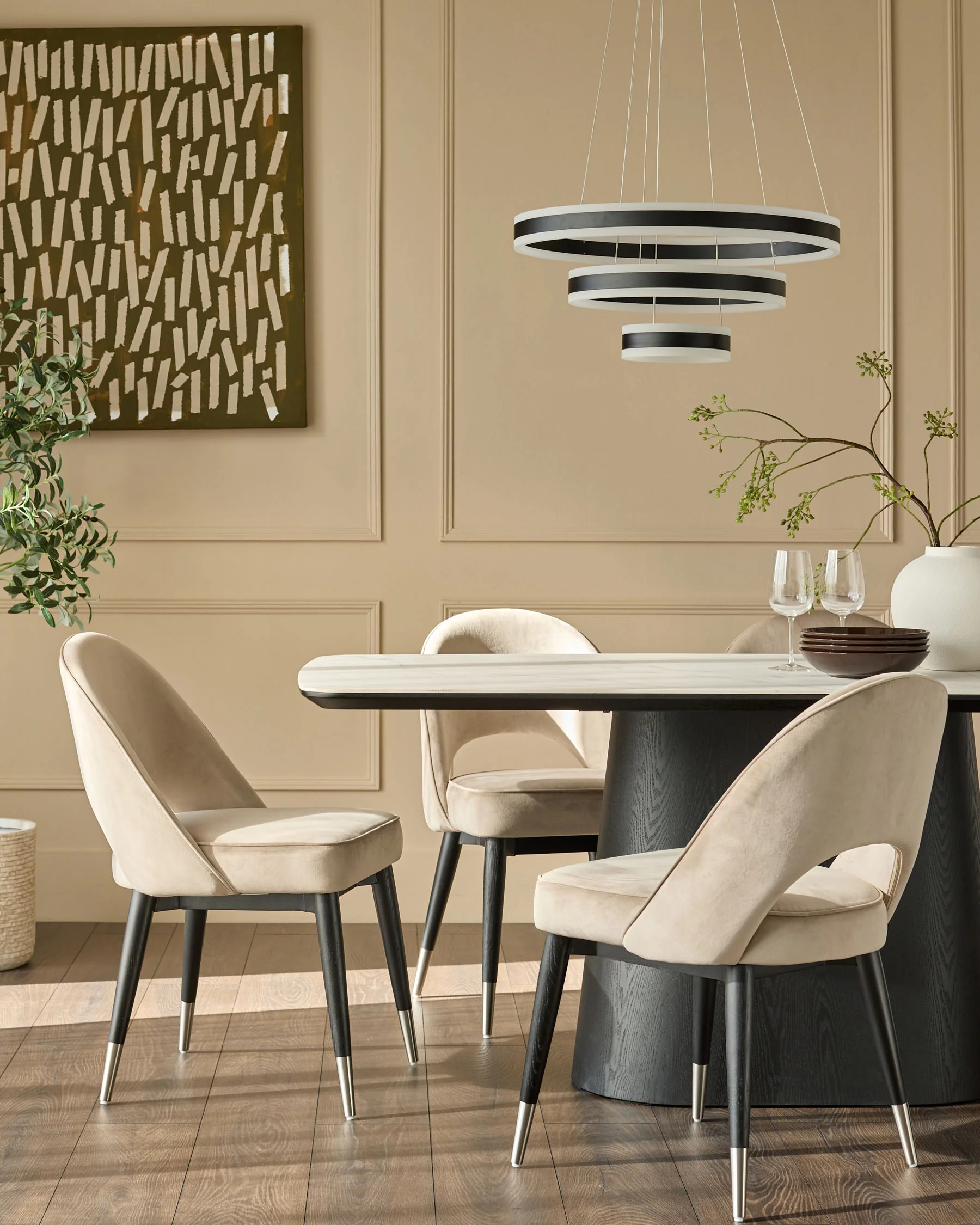 Clover Champagne Velvet Dining Chair With Stainless Steel Caps - Image 4