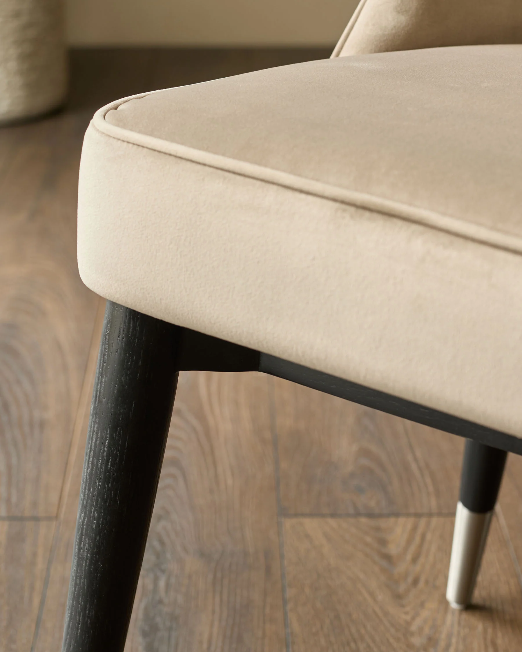 Clover Champagne Velvet Dining Chair With Stainless Steel Caps - Image 6