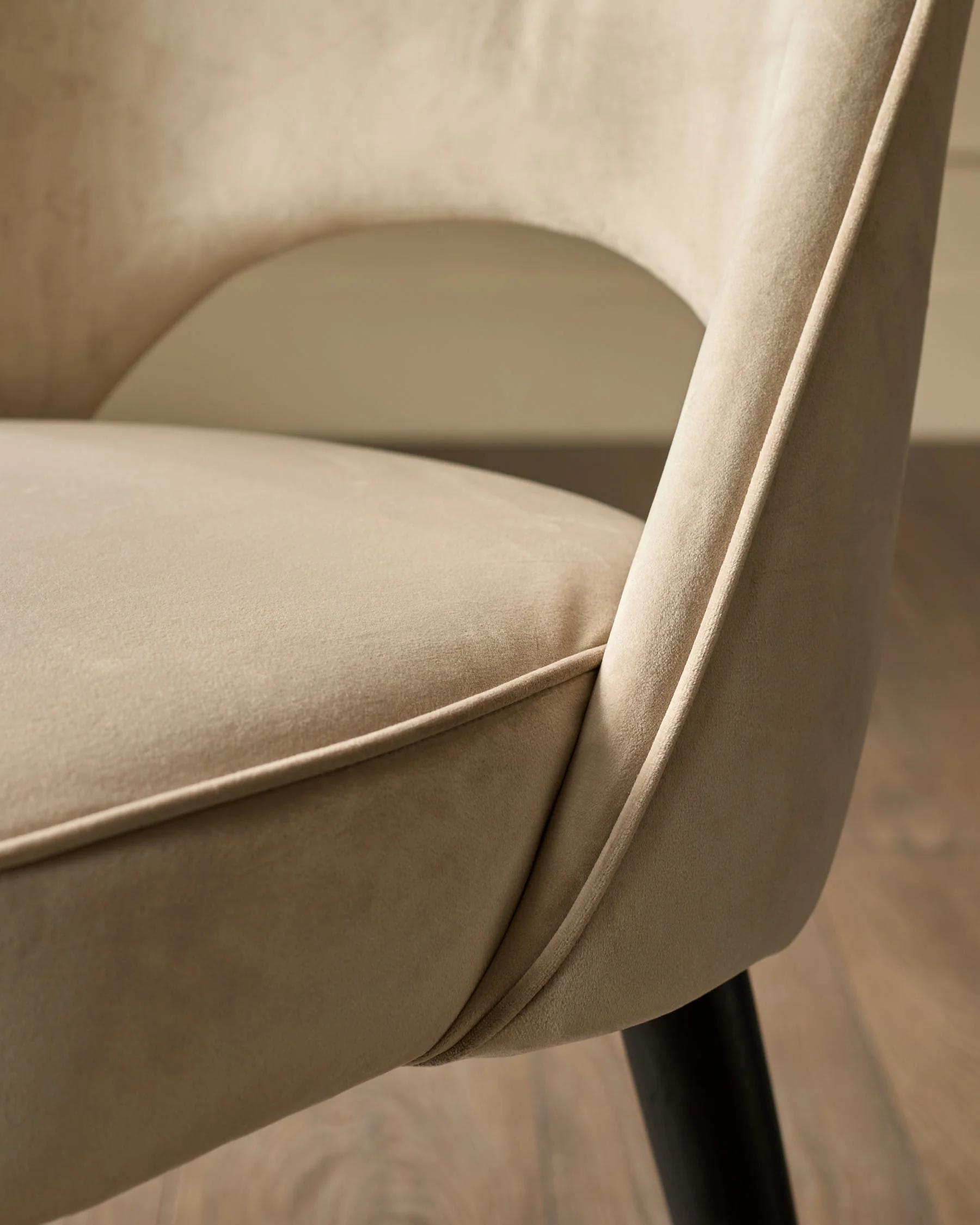 Clover Champagne Velvet Dining Chair With Stainless Steel Caps - Image 7
