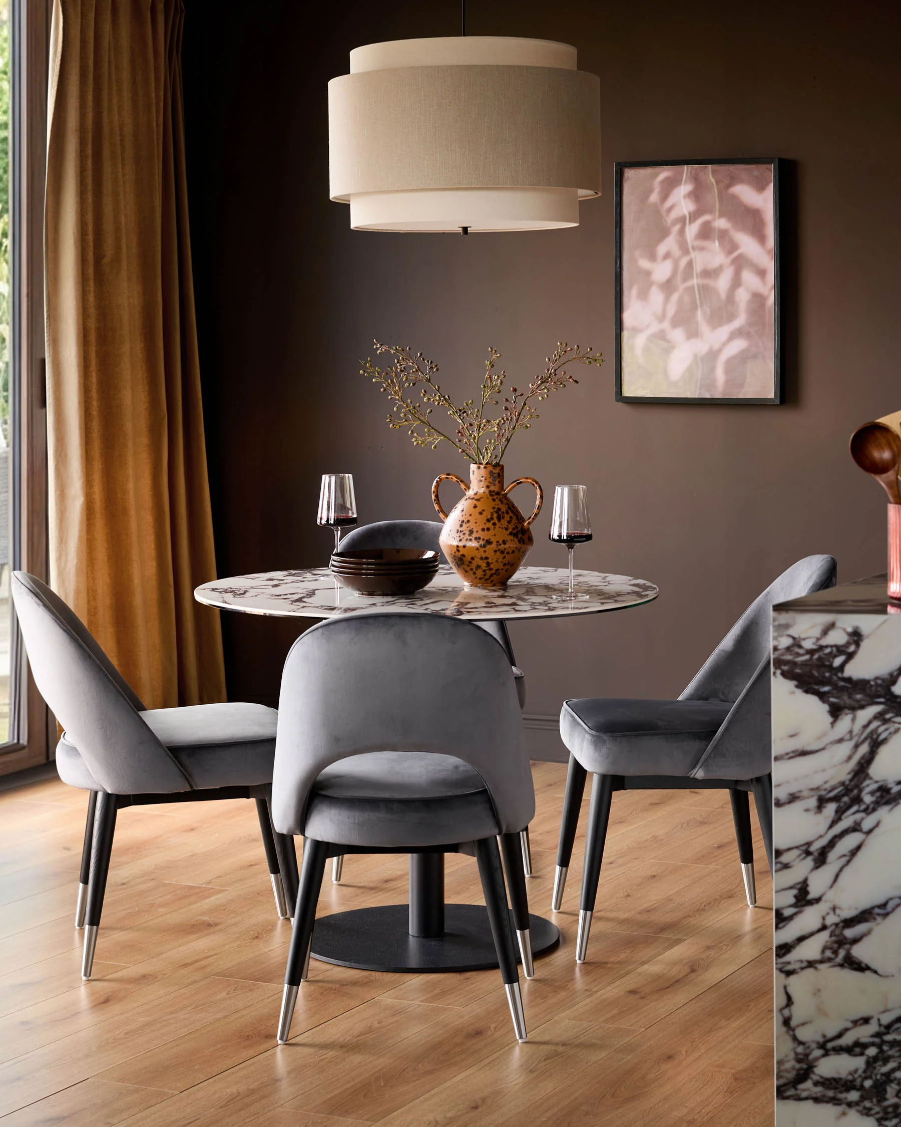 Clover dark grey velvet dining chair - Image 4
