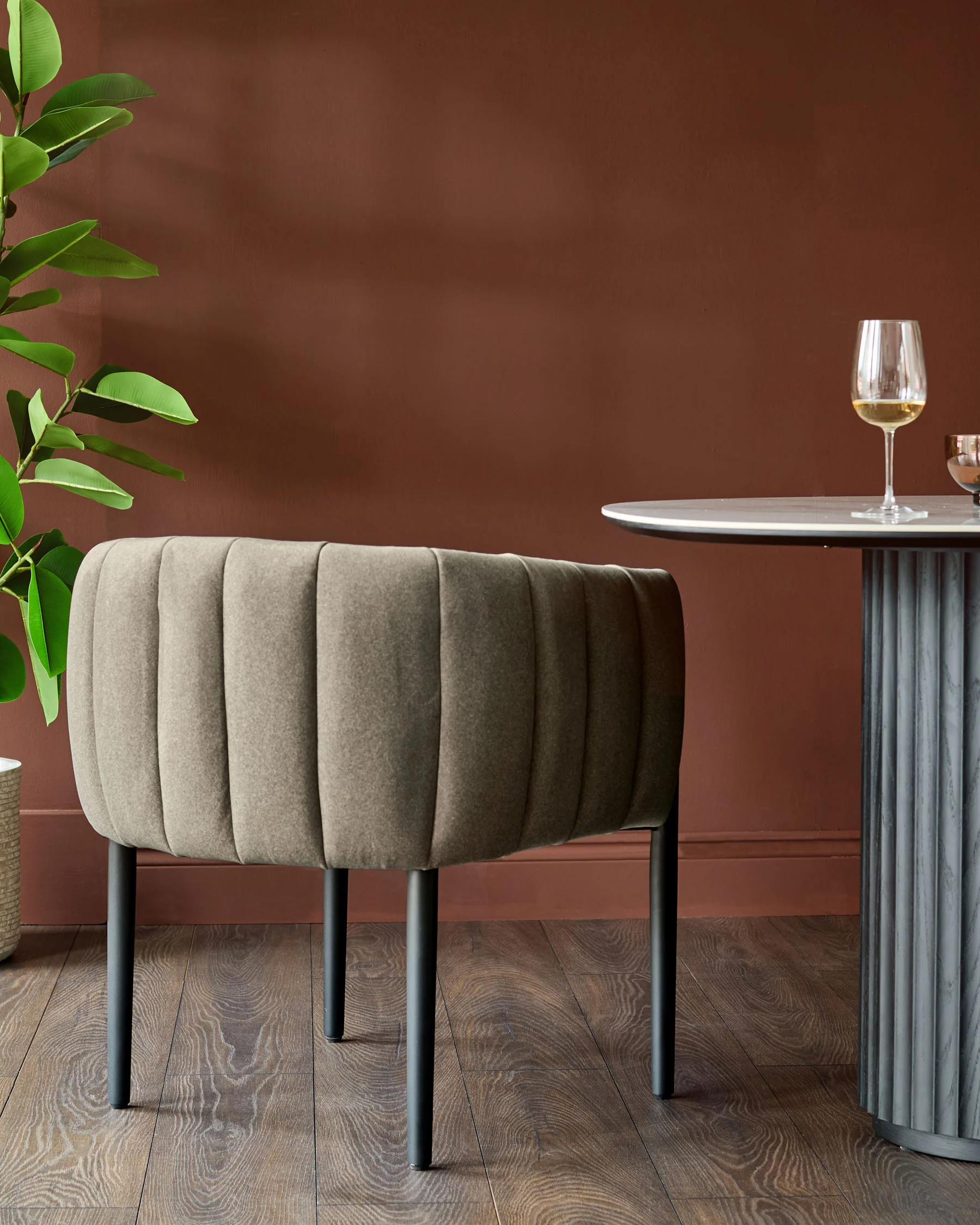 Cole mocha plush fabric dining chair - Image 3