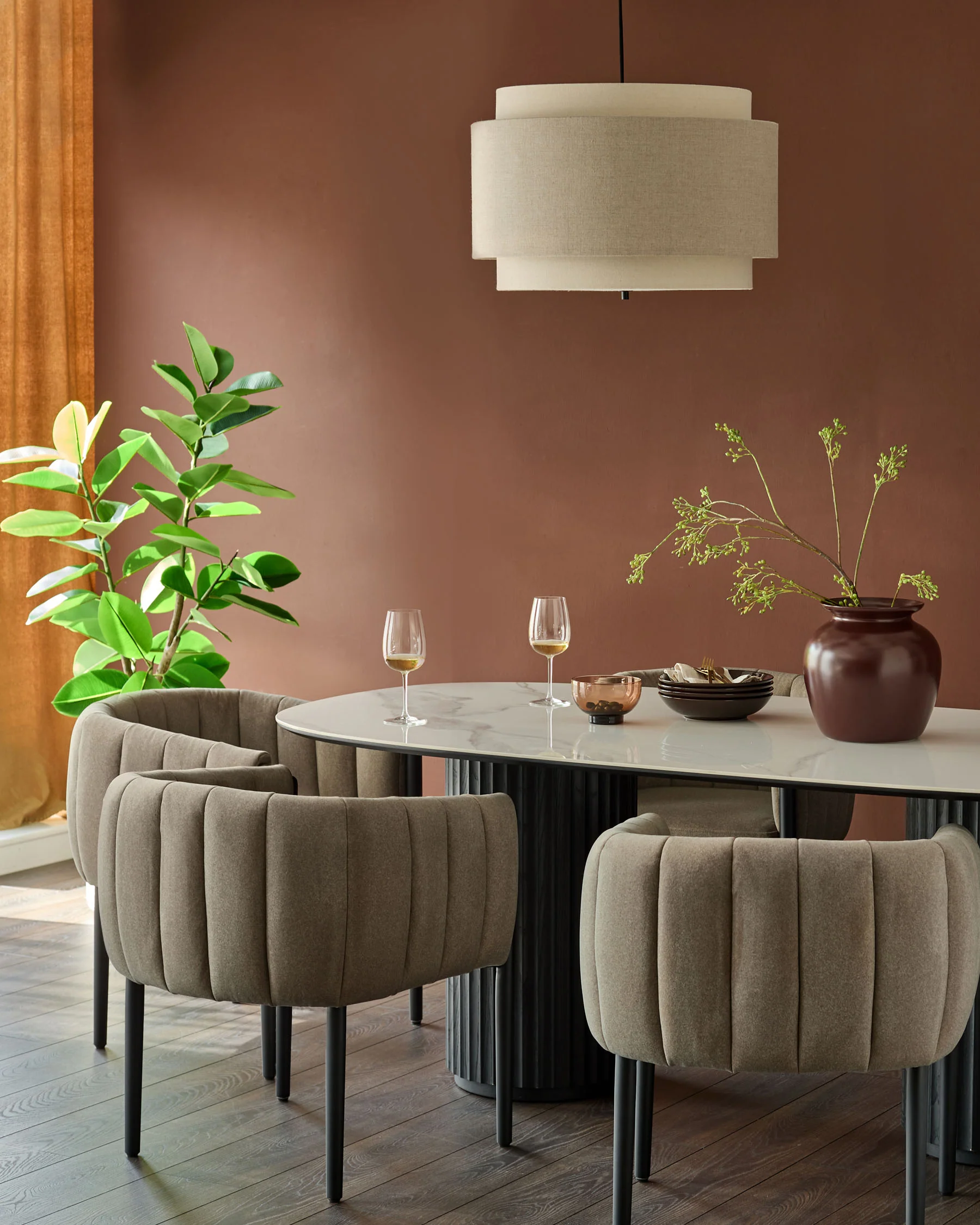 Cole mocha plush fabric dining chair - Image 4