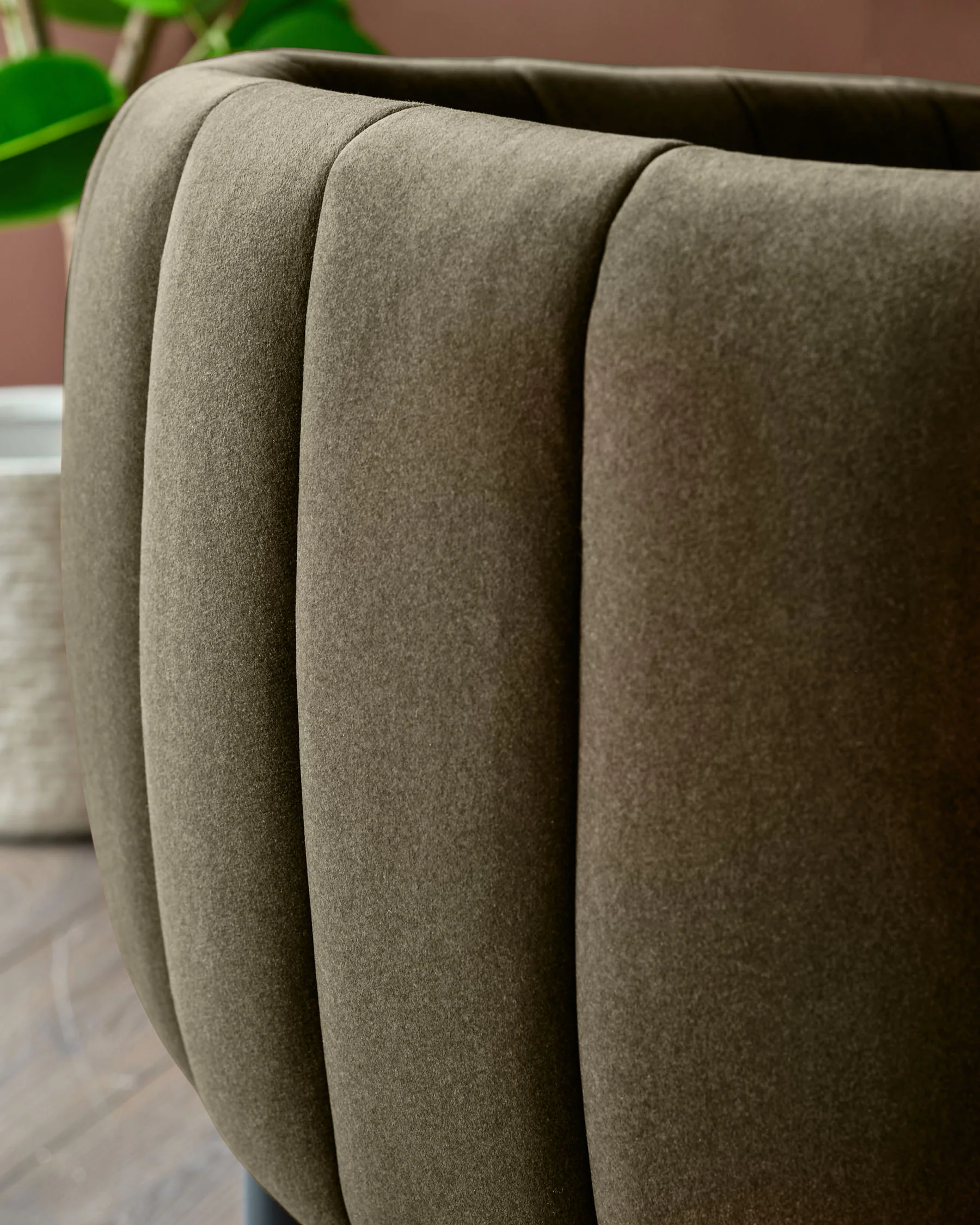 Cole olive green plush fabric dining chair - Image 7
