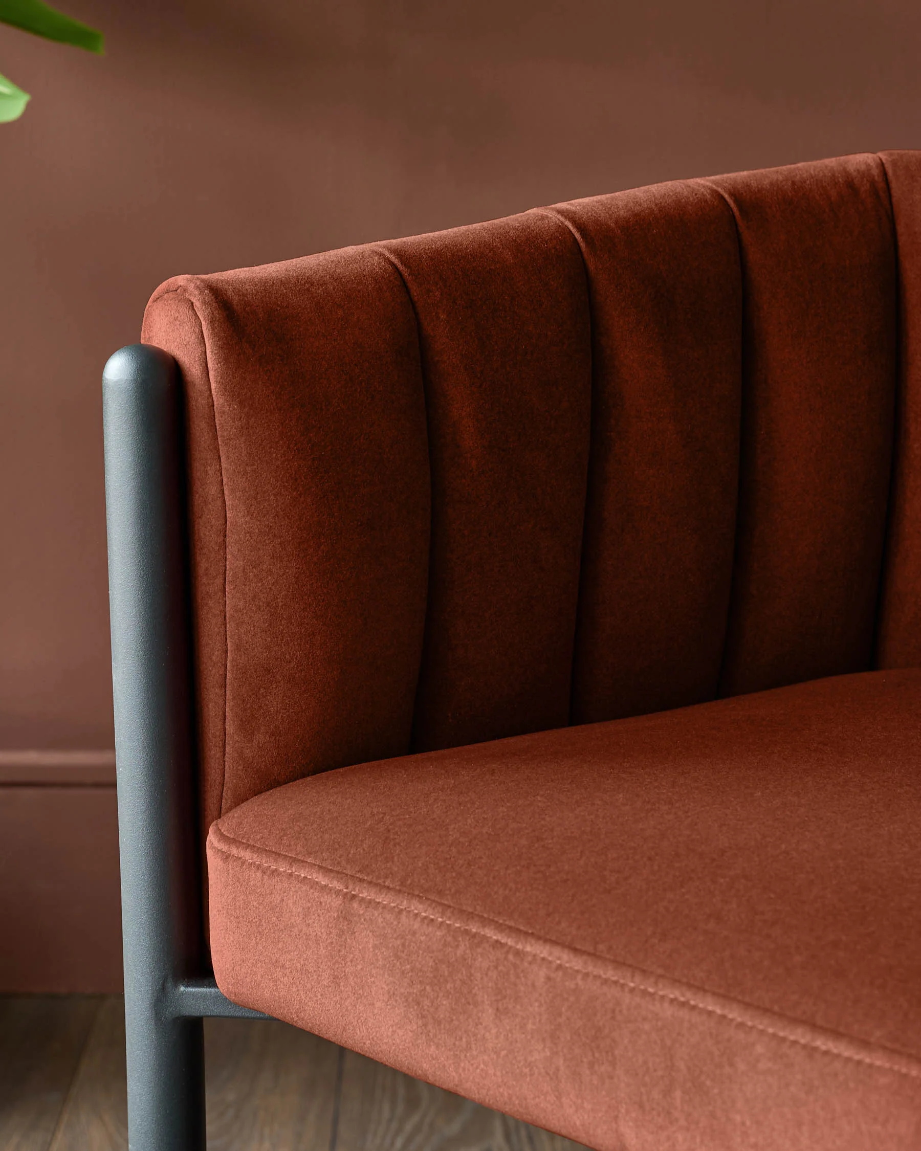 Cole toffee red plush fabric dining chair - Image 5