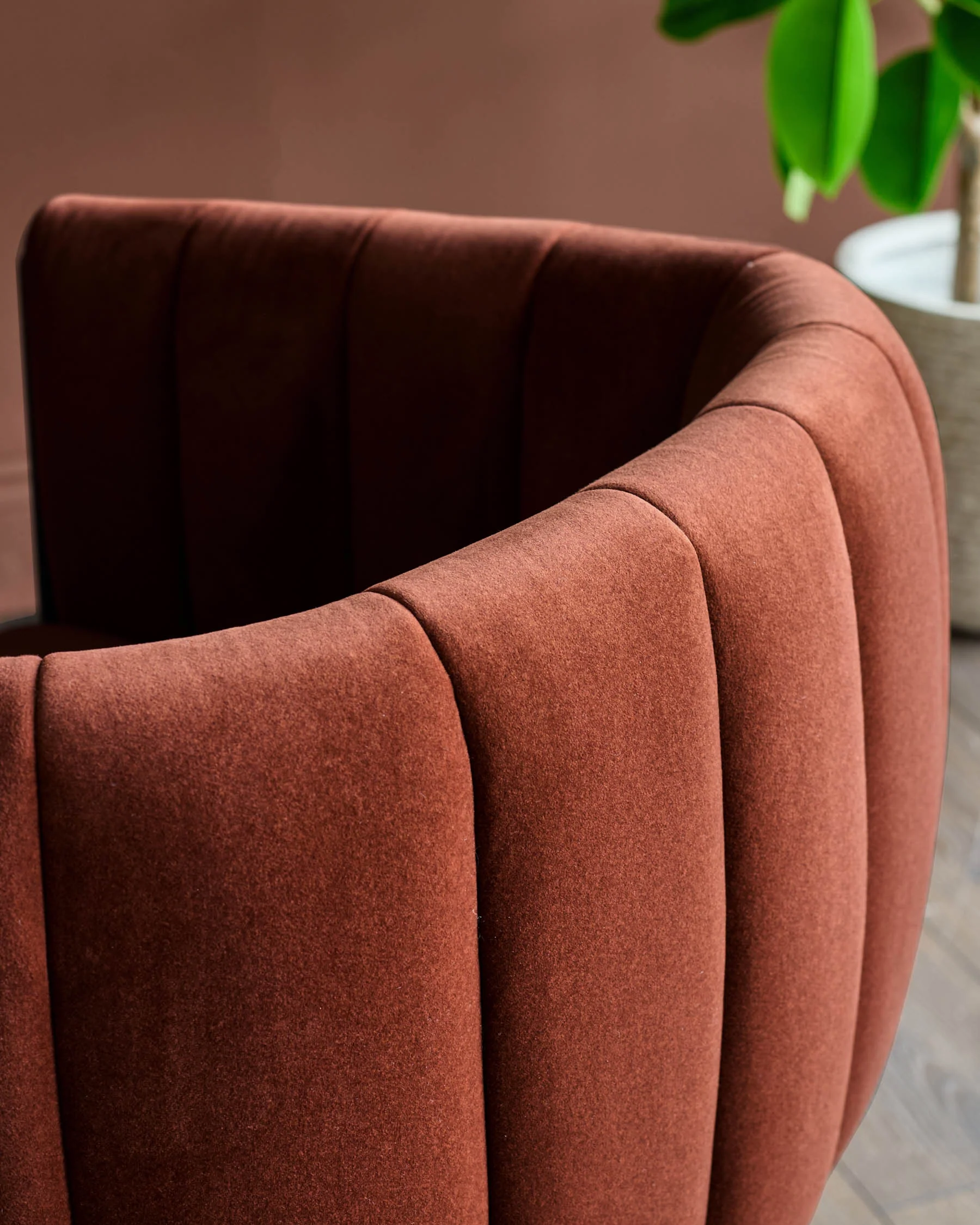Cole toffee red plush fabric dining chair - Image 6