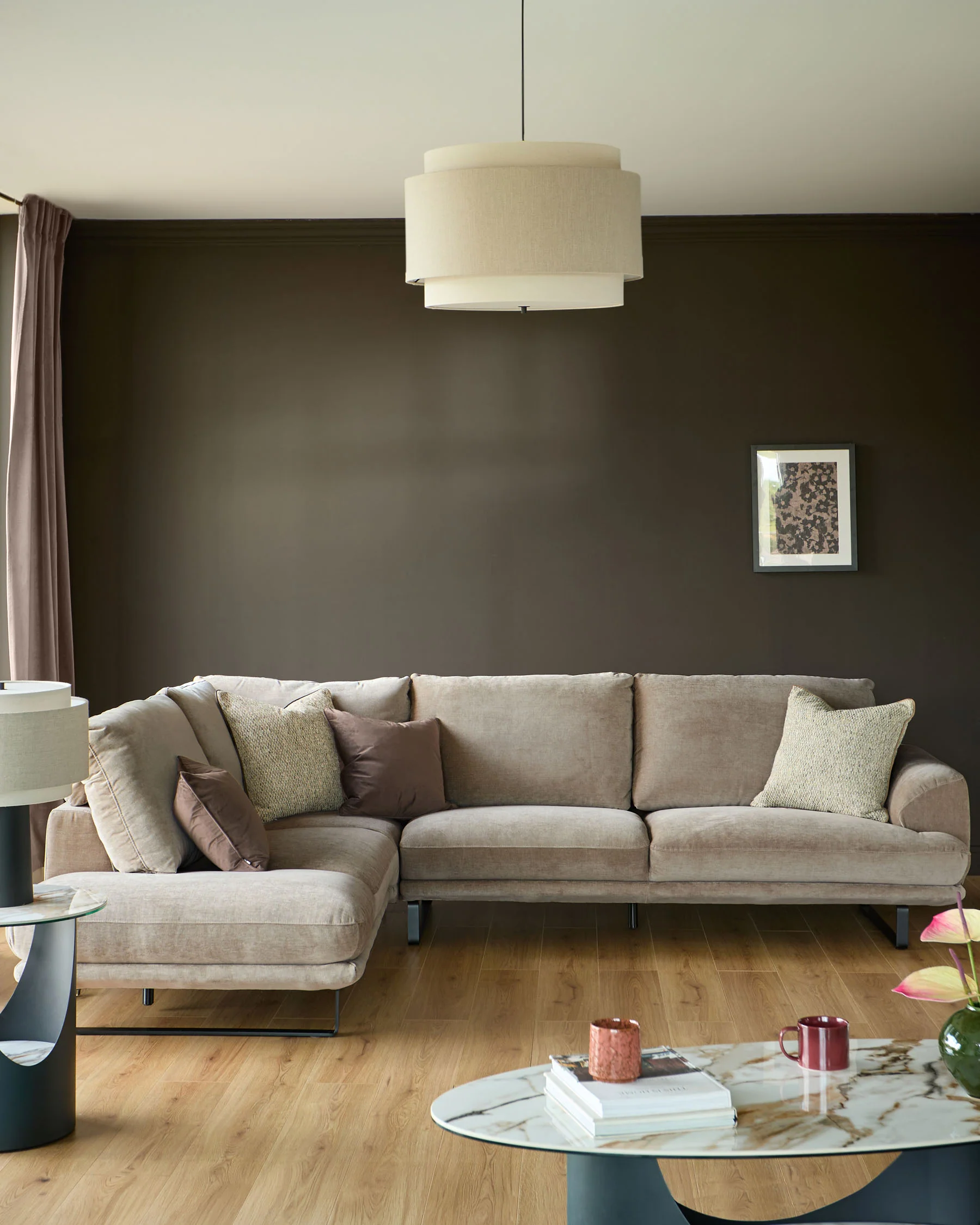 Colette mink chenille left hand corner chaise sofa - Image 3