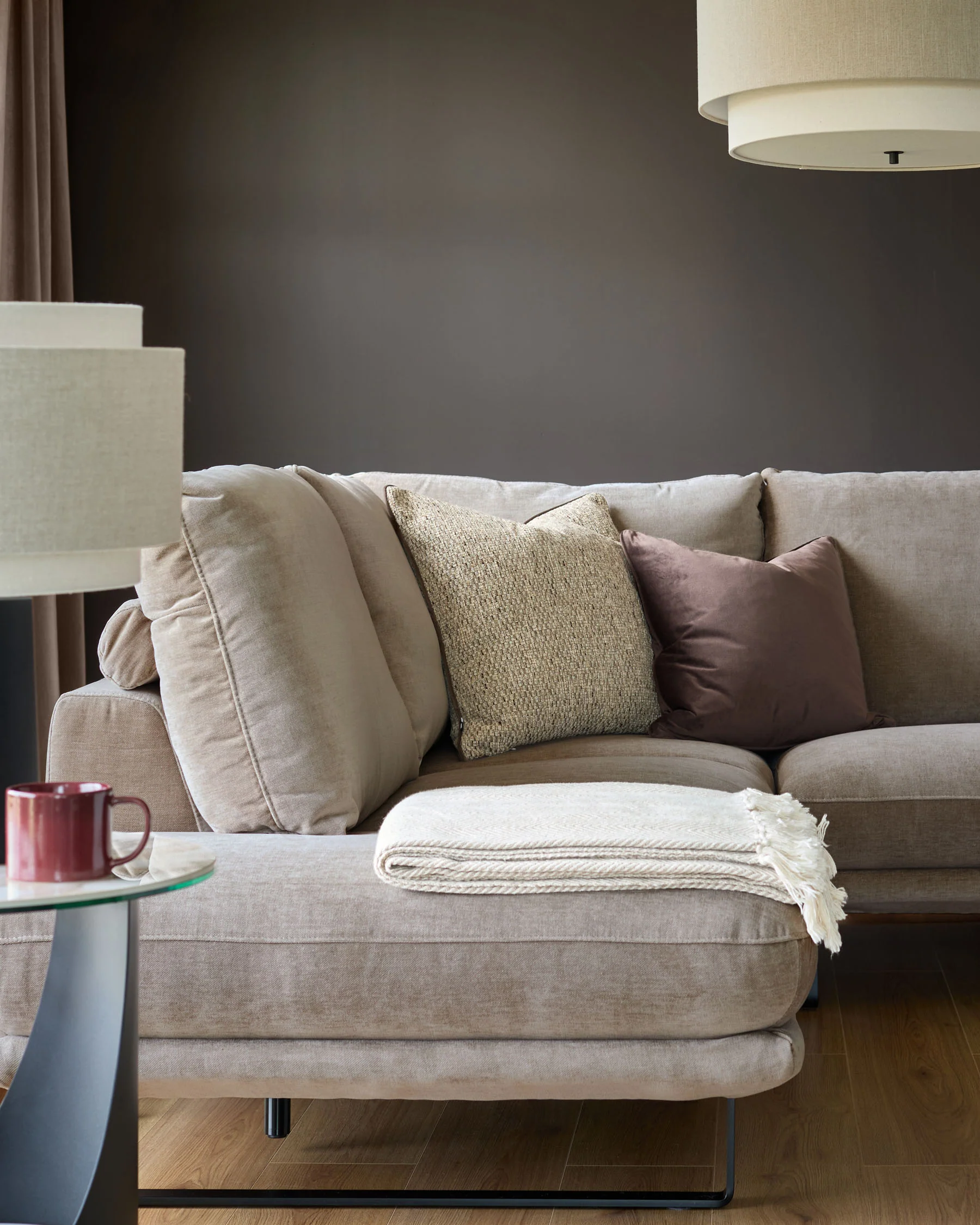 Colette mink chenille left hand corner chaise sofa - Image 4