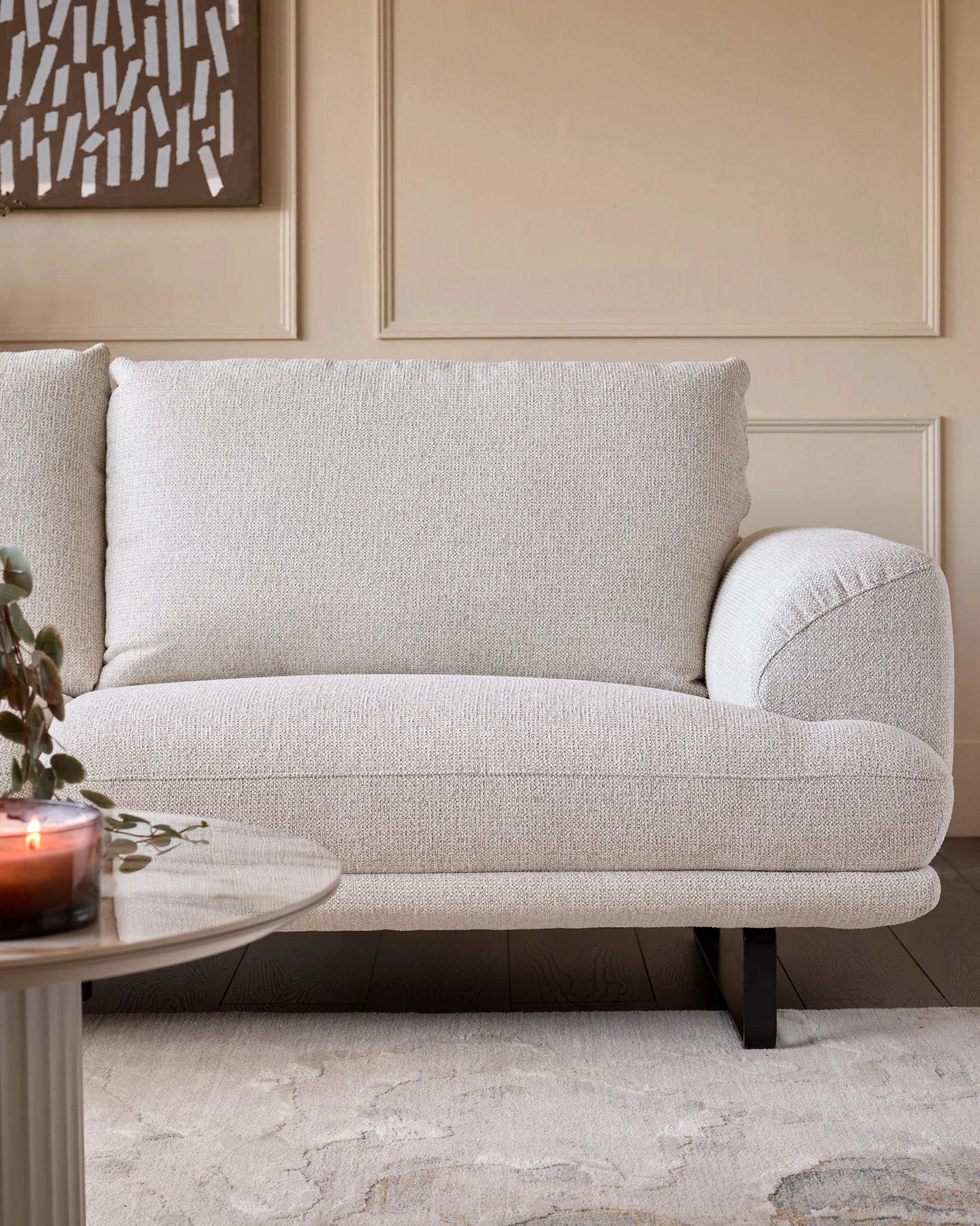 Colette natural fabric left hand corner chaise sofa - Image 11