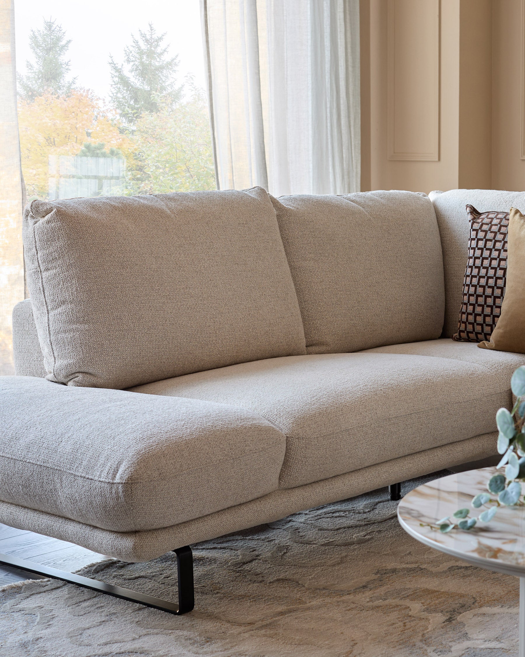 Colette natural fabric left hand corner chaise sofa - Image 4