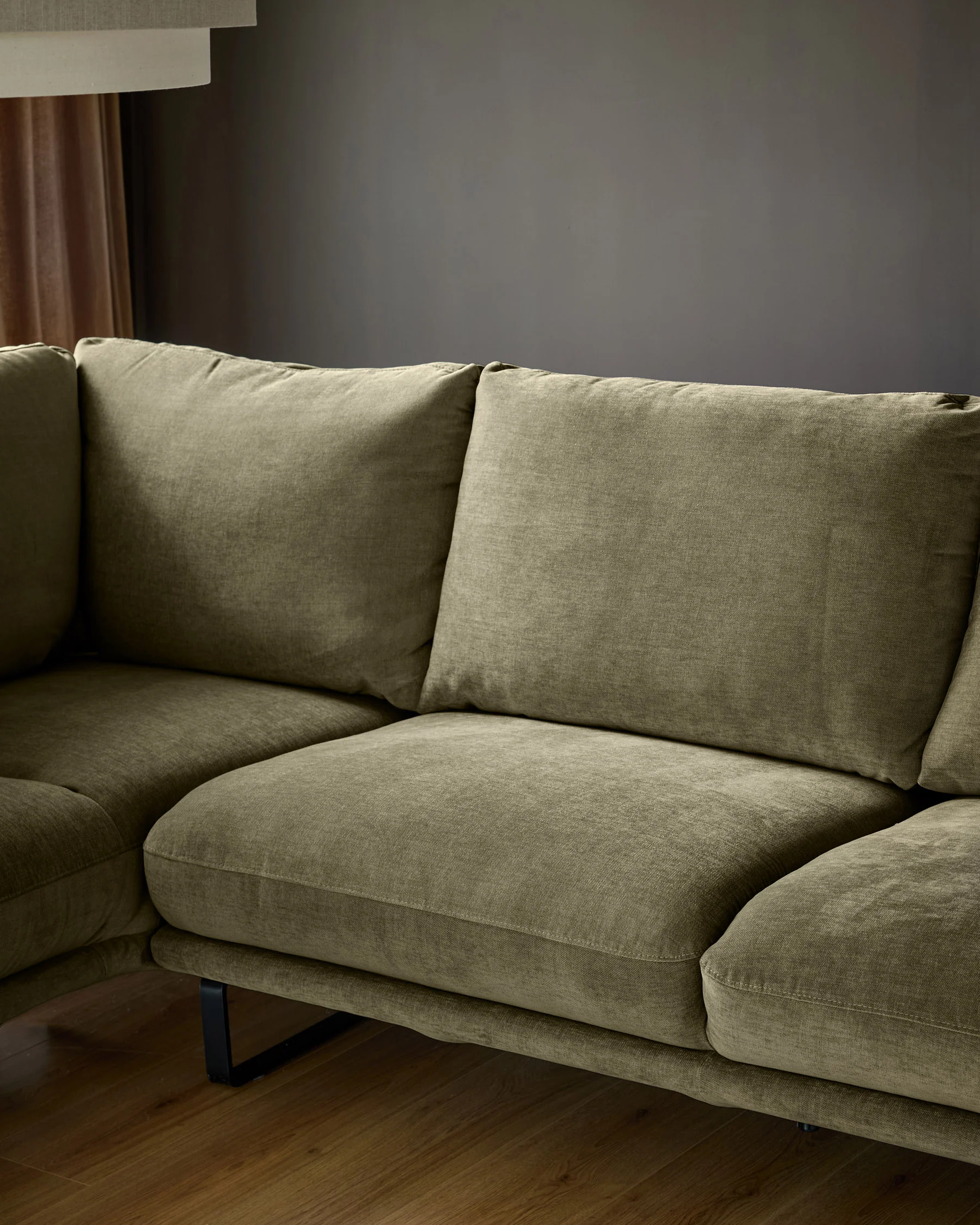 Colette olive green chenille left hand corner chaise sofa - Image 5