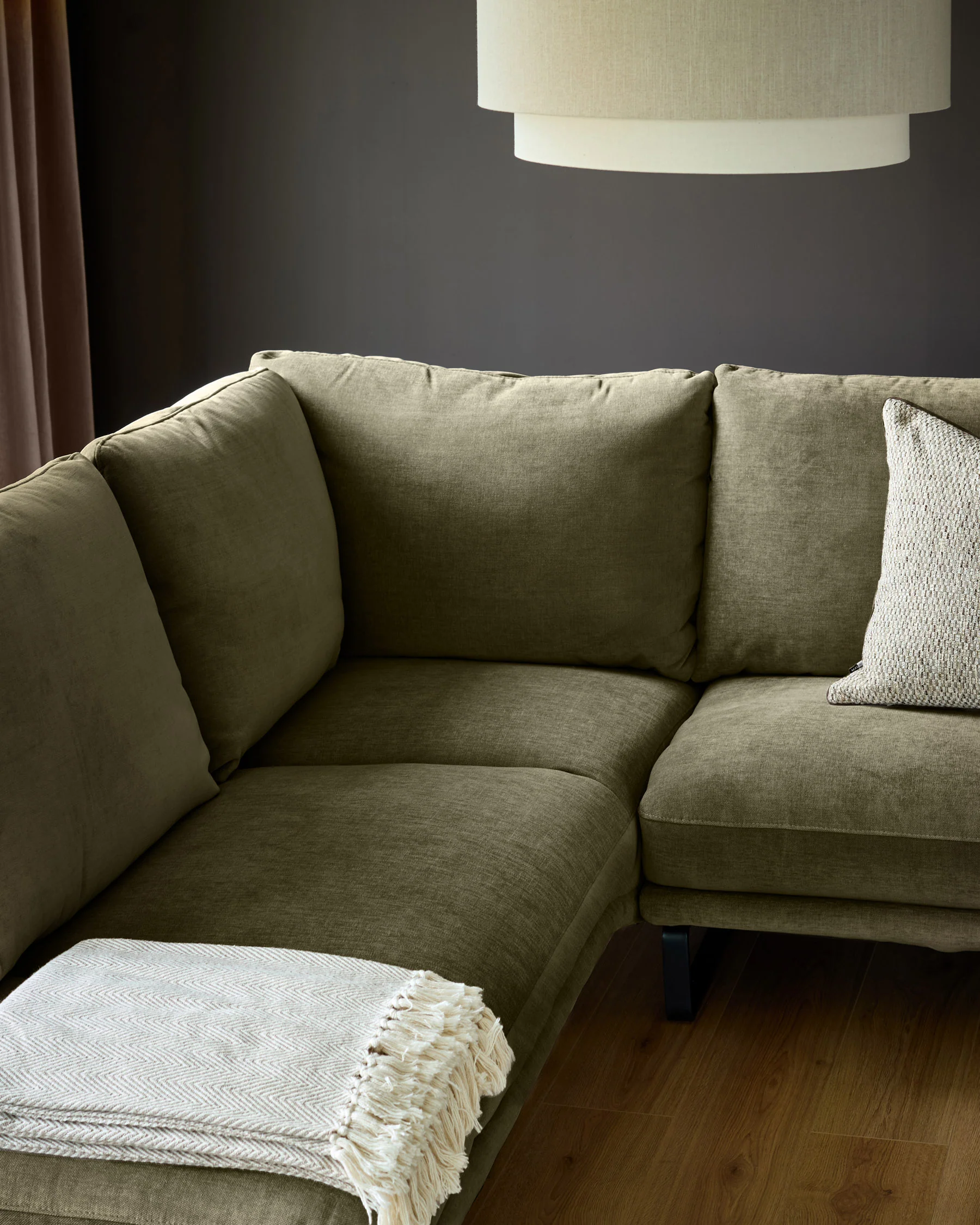 Colette olive green chenille left hand corner chaise sofa - Image 6