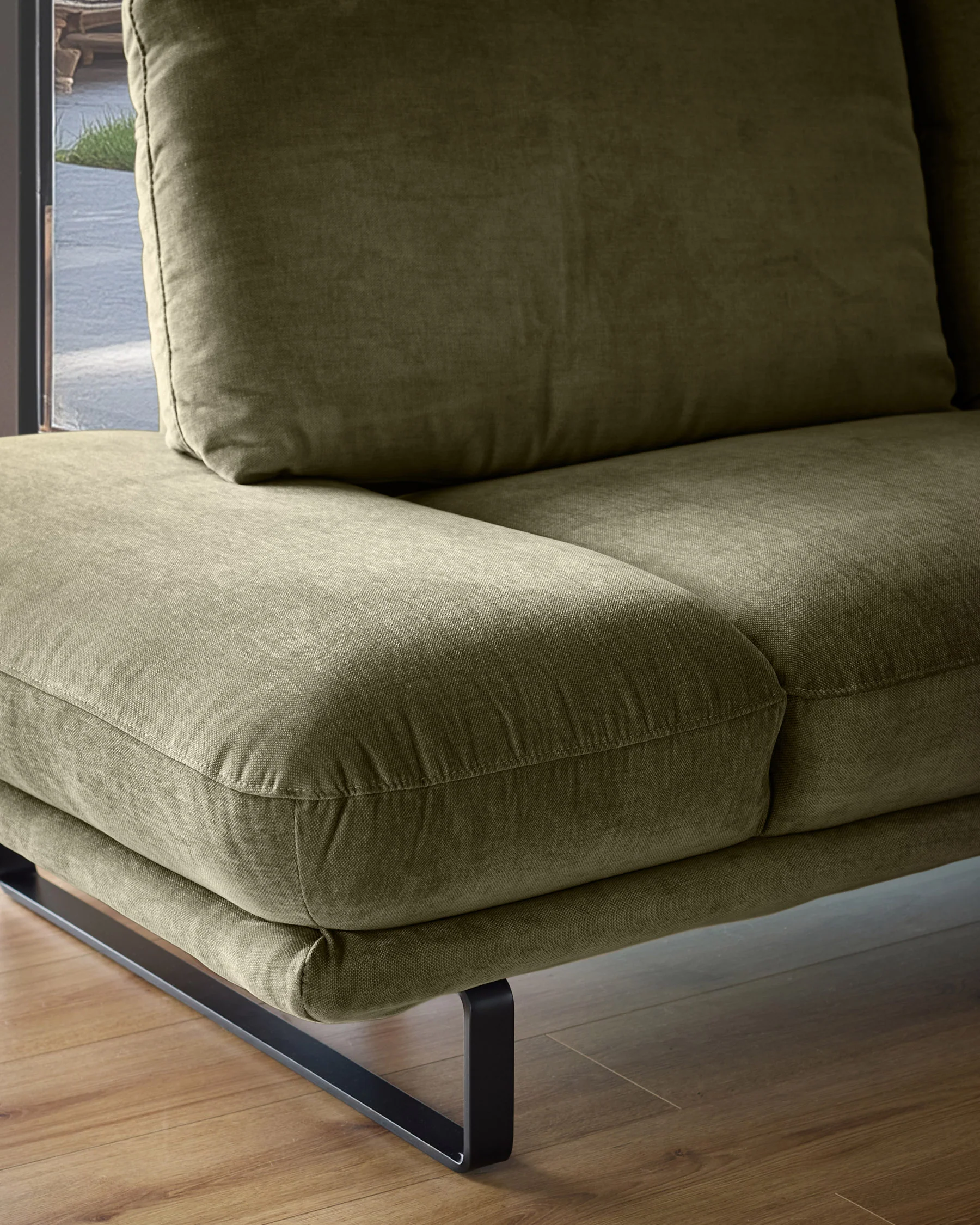 Colette olive green chenille left hand corner chaise sofa - Image 7
