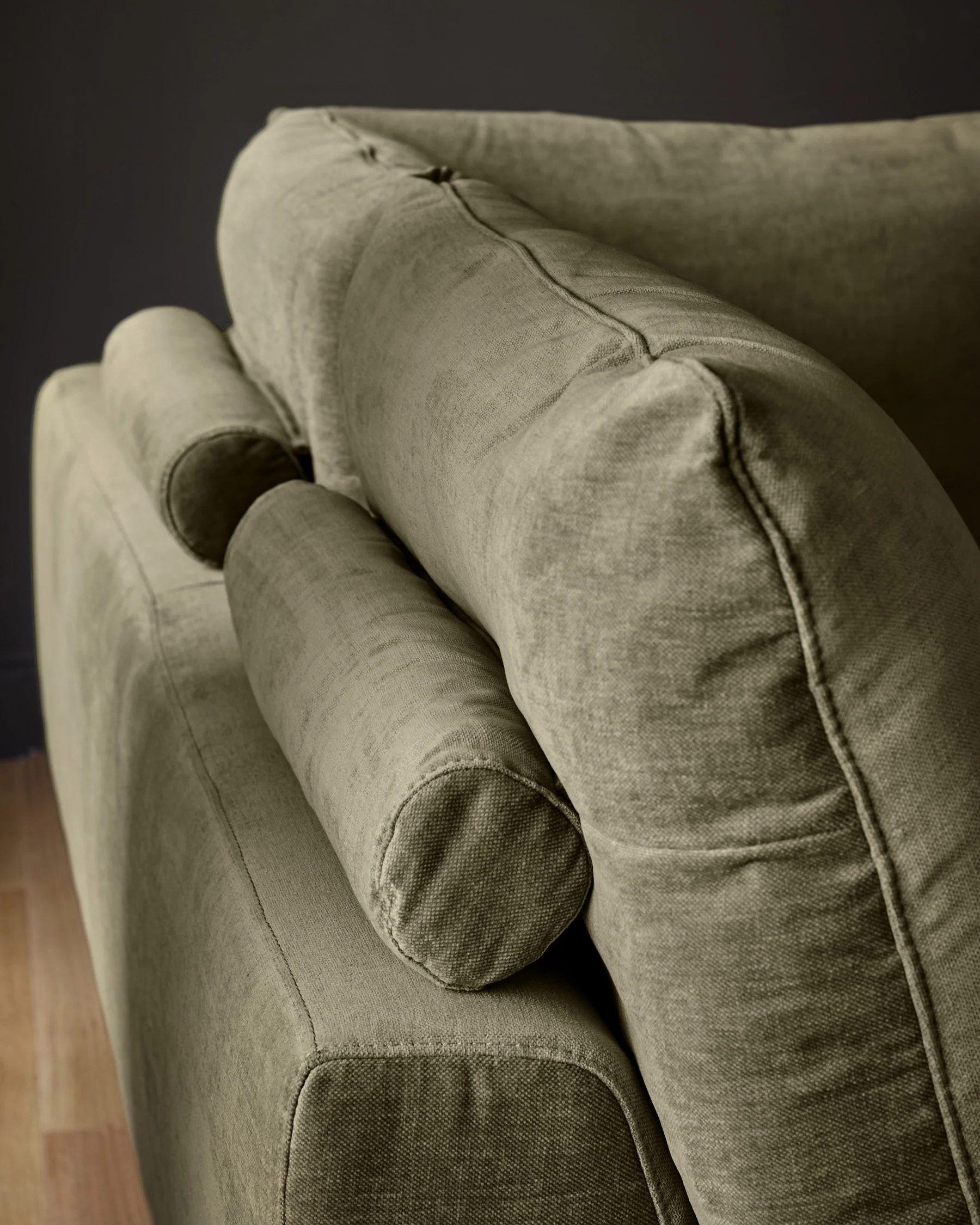 Colette olive green chenille left hand corner chaise sofa - Image 8
