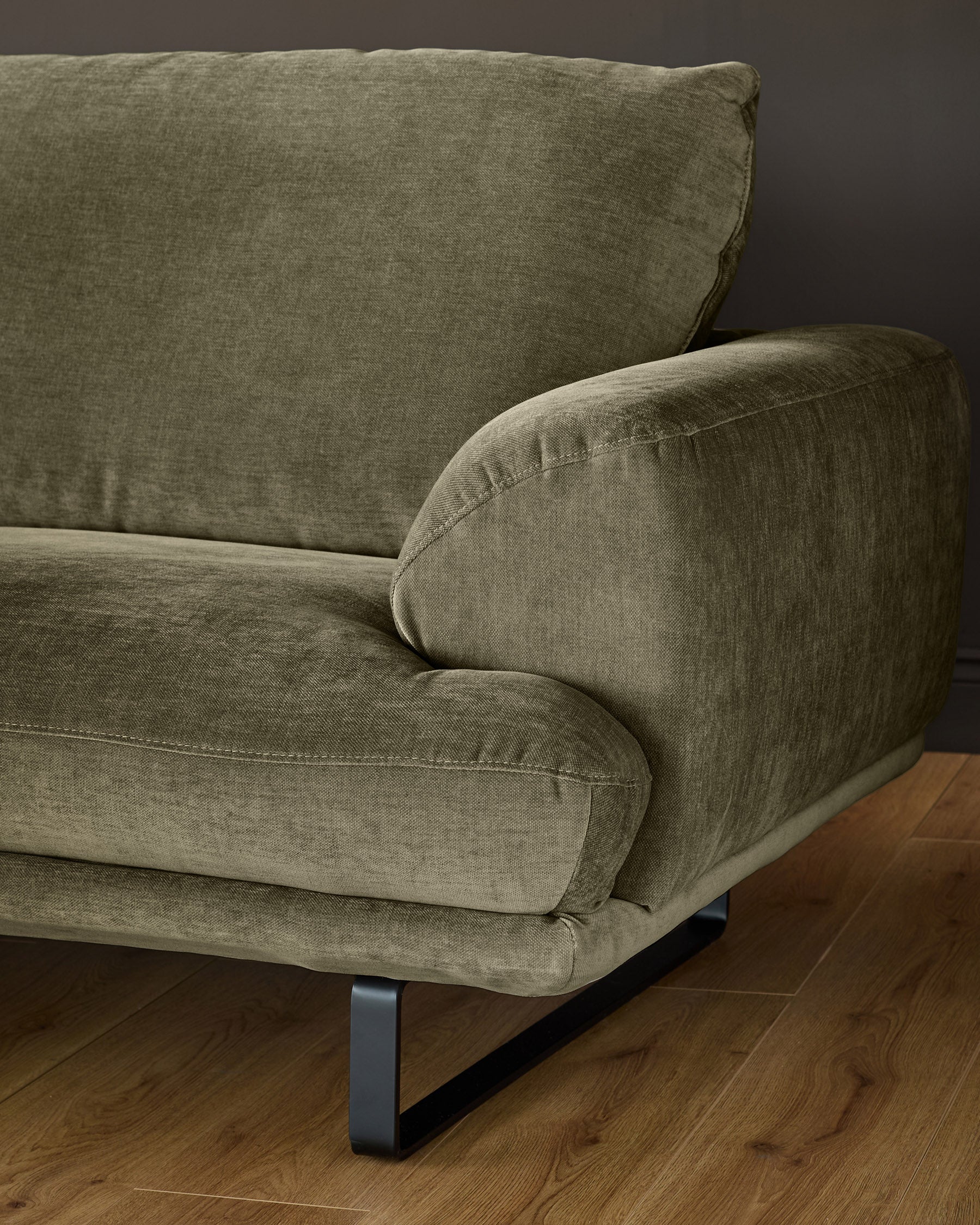 Colette olive green chenille left hand corner chaise sofa - Image 9