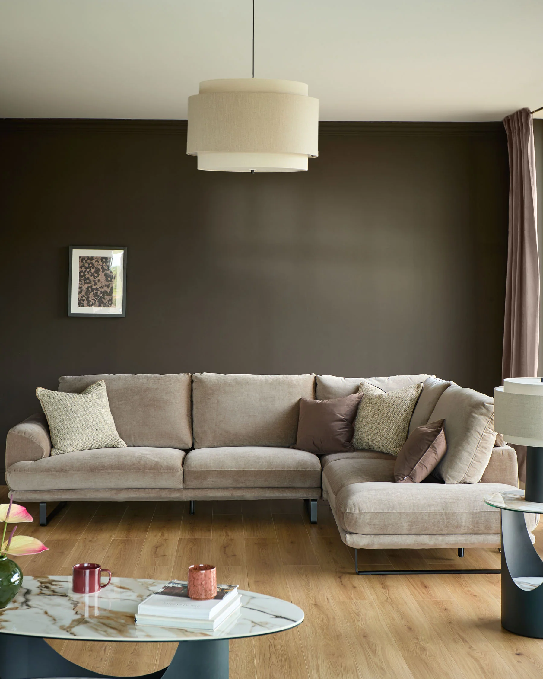Colette mink chenille right hand corner chaise sofa - Image 3
