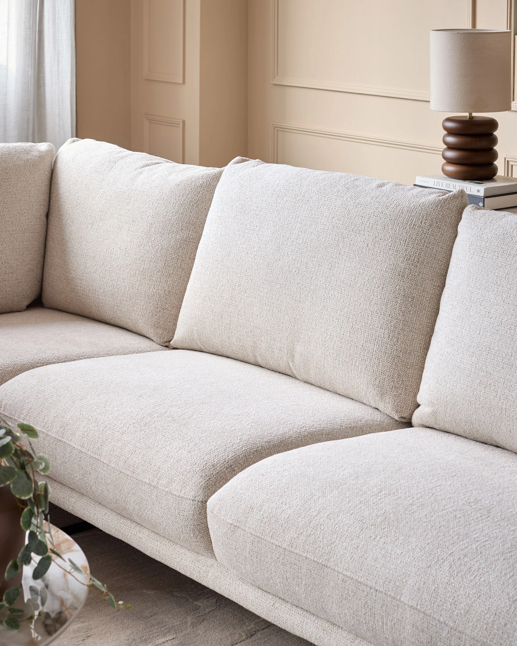 Colette natural fabric right hand corner chaise sofa - Image 5