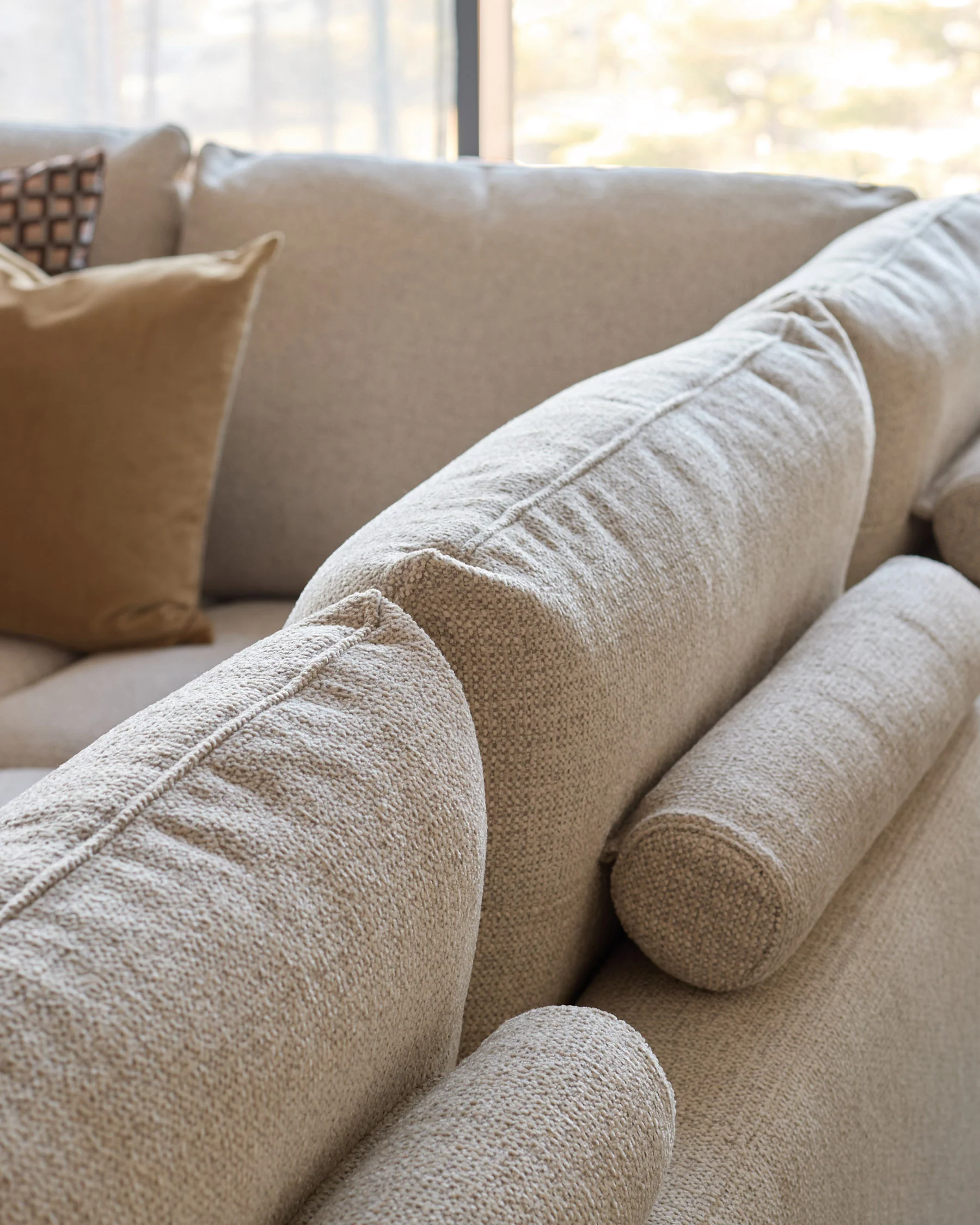 Colette natural fabric right hand corner chaise sofa - Image 6