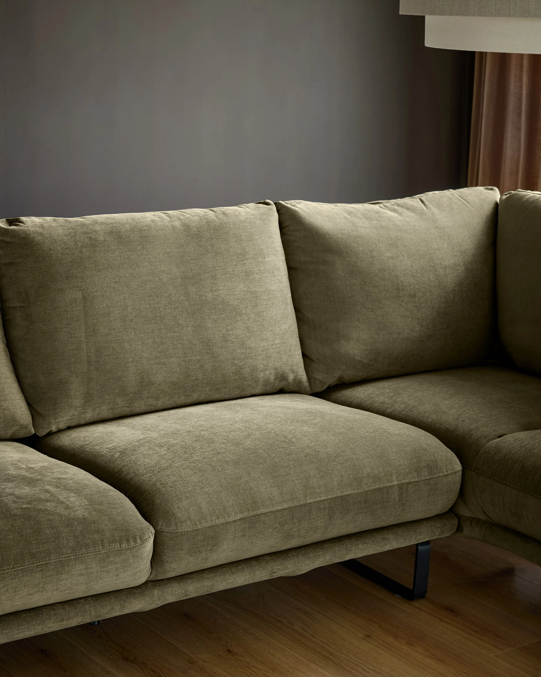 Colette olive green chenille right hand corner chaise sofa - Image 5