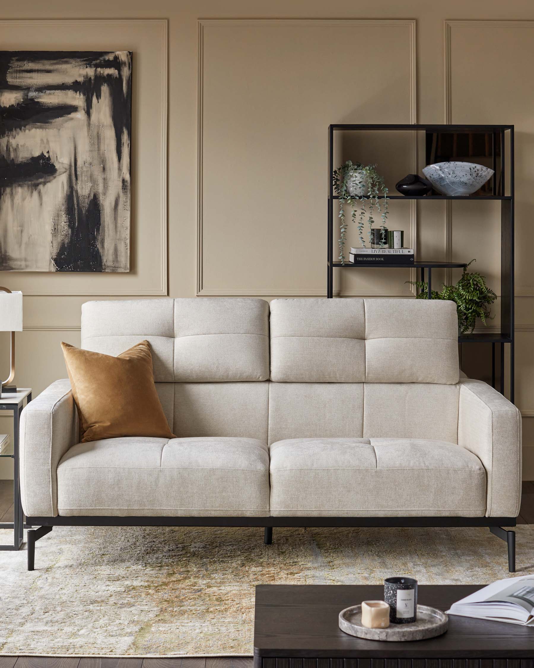 Colton ivory chenille 2 seater sofa - Image 4